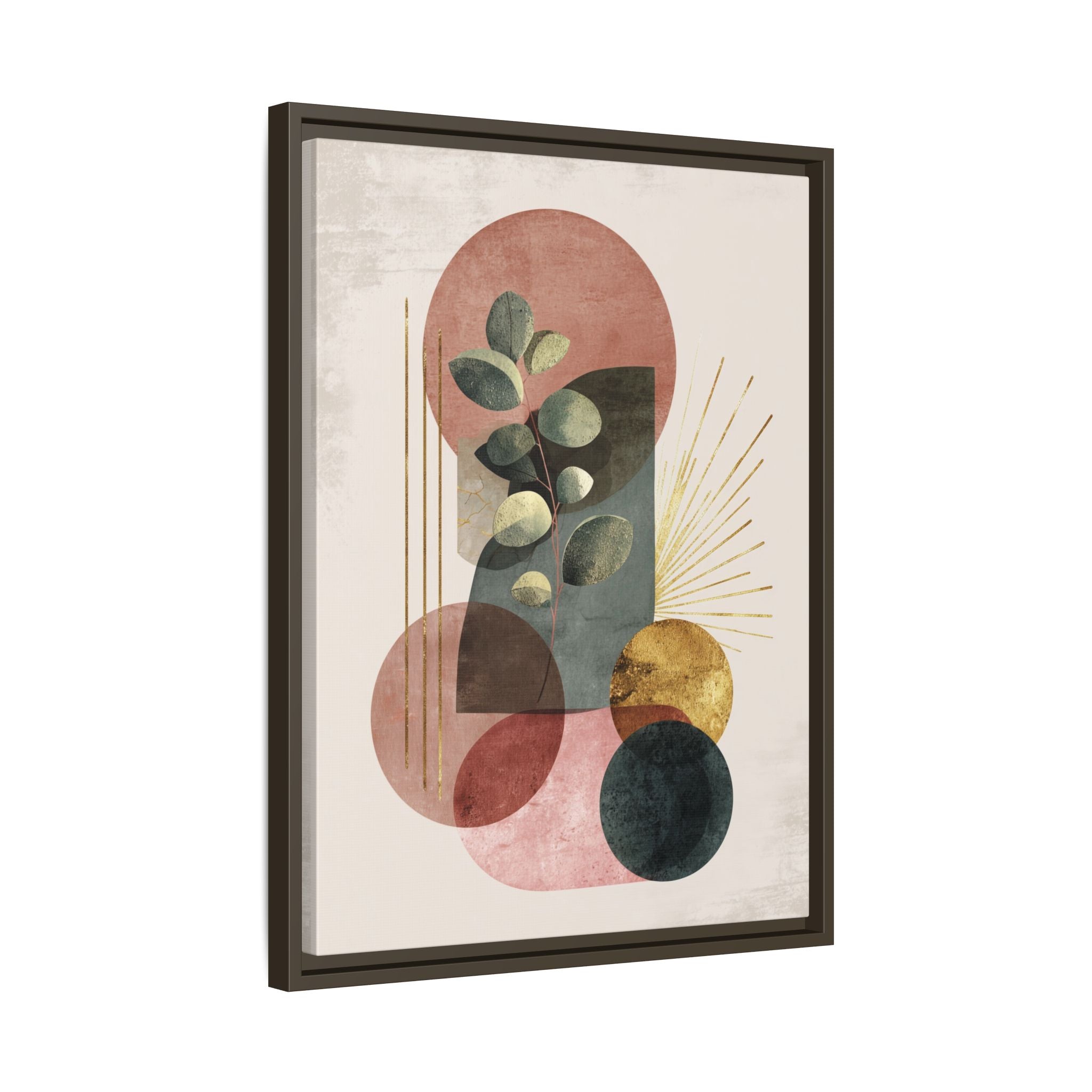 Botanical Geometric Symphony: Eucalyptus Harmony, Metallic Intersections, Modern Earth Tones   |   Custom Orders Accepted