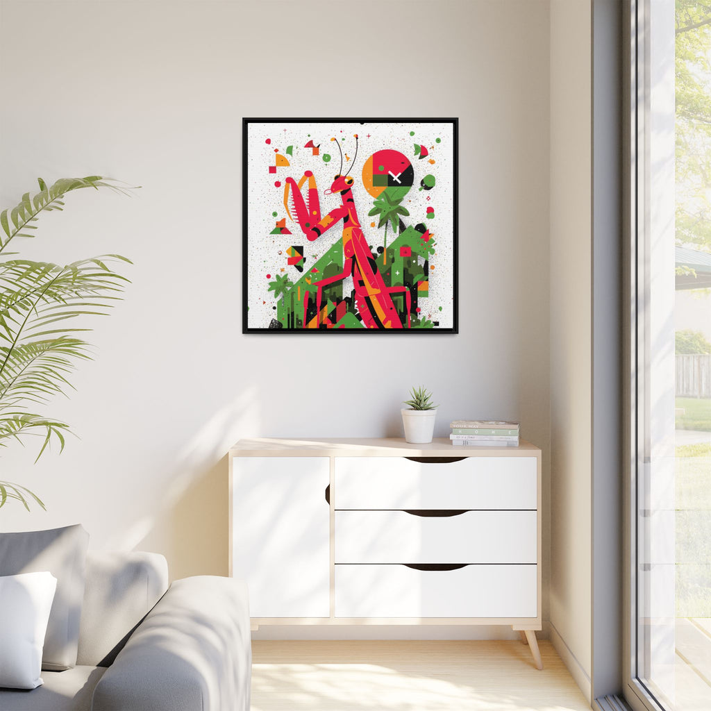 Praying Mantis in Bloom: Geometric Insect Portrait, Abstract Digital Illustration   |    Custom Orders Available