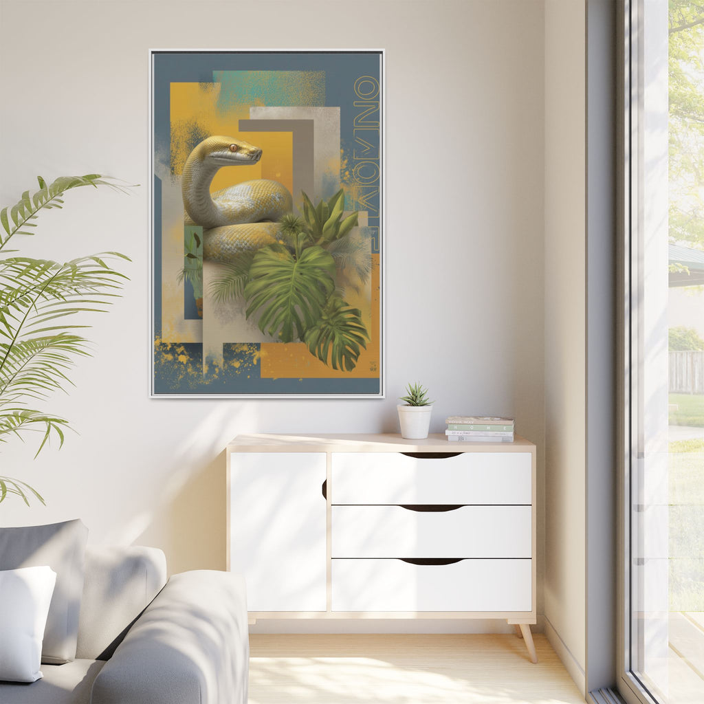 Serpent in Geometry: Tropical Albino Snake Portrait, Modern Botanical Illustration   |    Custom Orders Available