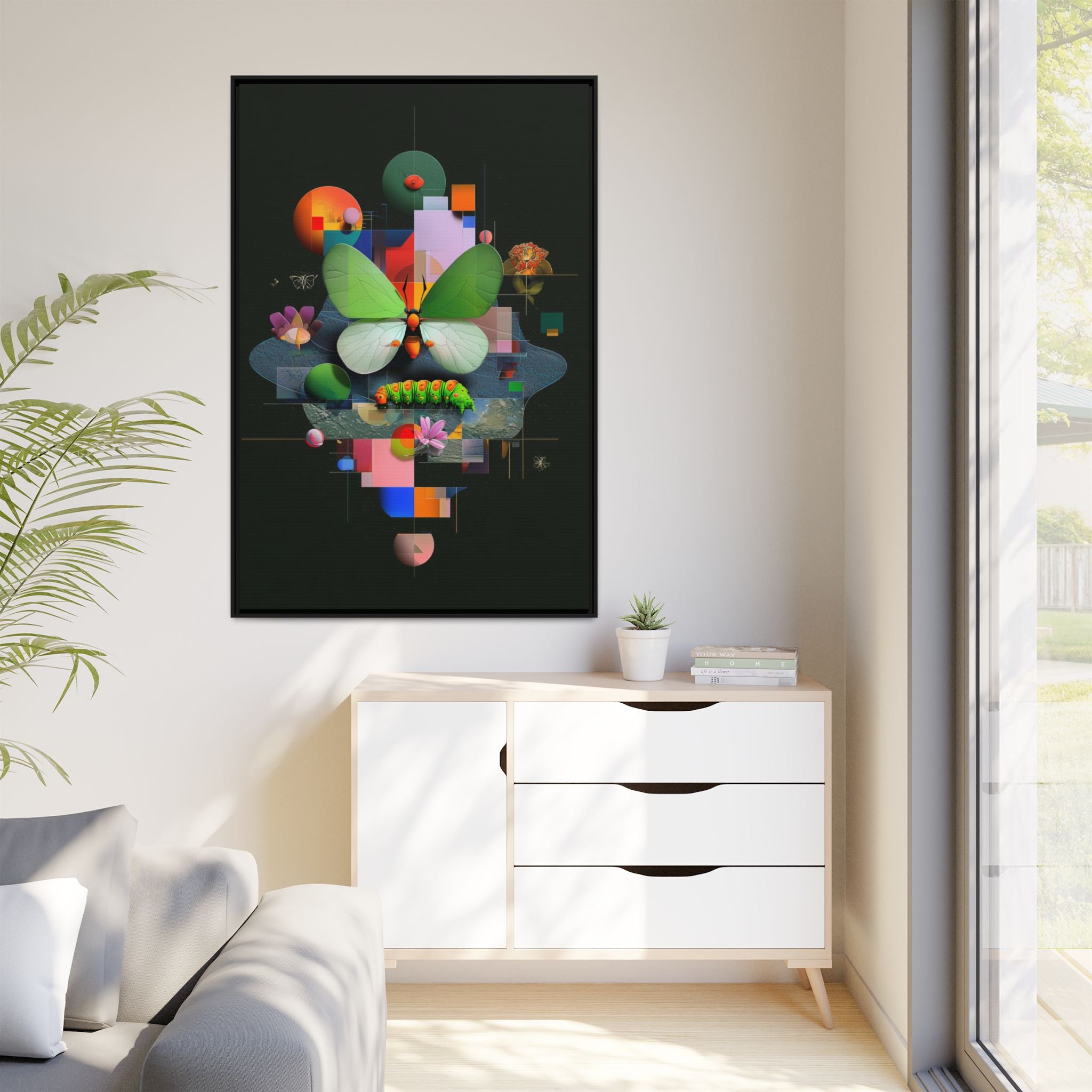 Geometric Metamorphosis: Abstract Nature Composition, Digital Cubist Butterfly Art   |    Custom Orders Available