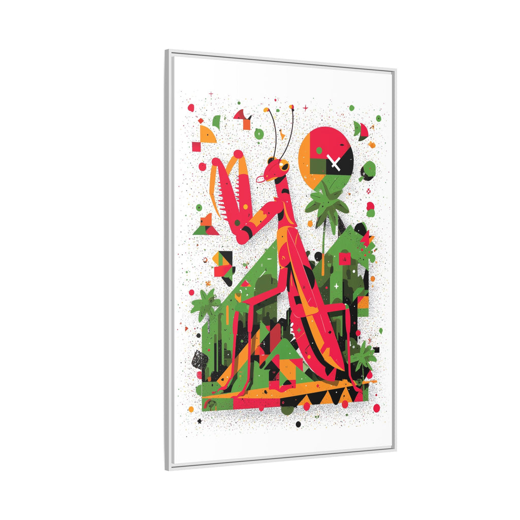 Praying Mantis Framed Print Geometric : Abstract Modernist Insect Art, Graphic Design Composition   |   Custom Orders Available