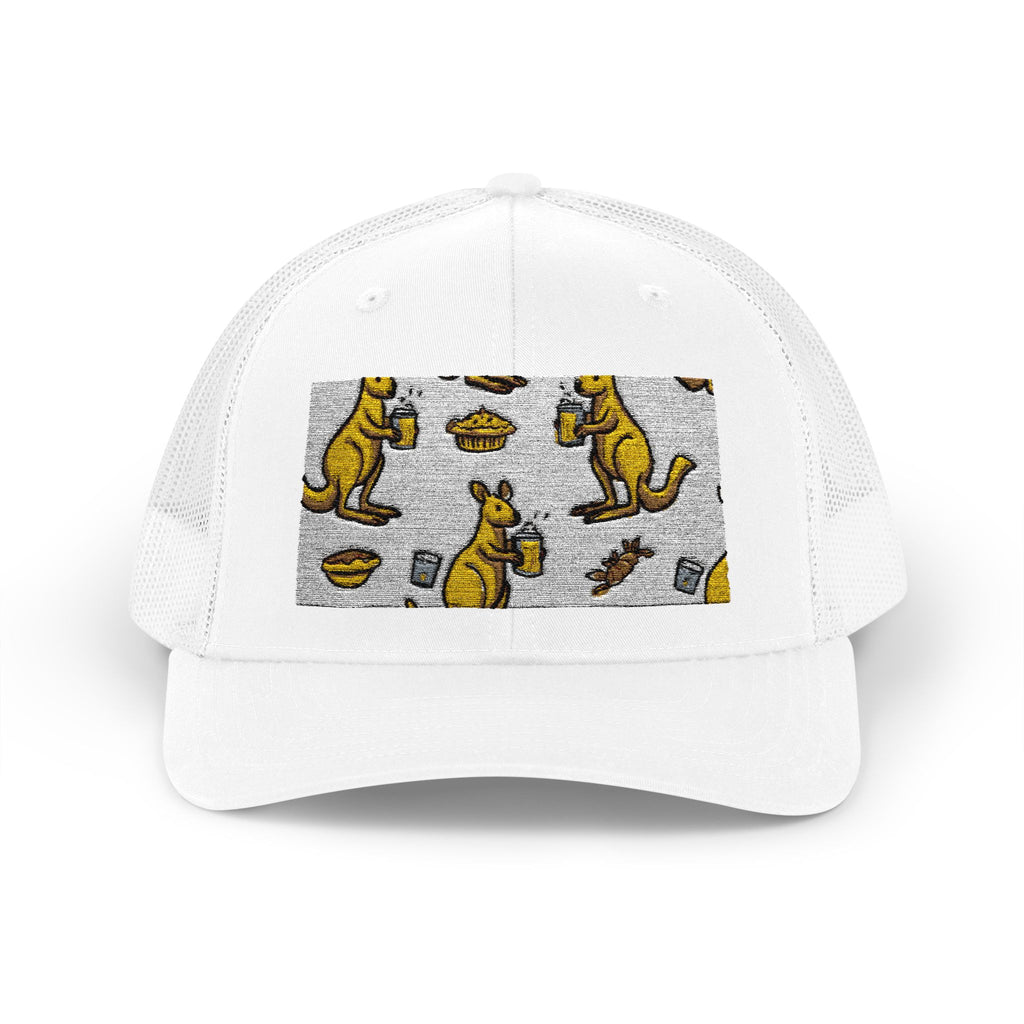 Kangaroo Pattern Snapback Cap, Fun Trucker Hat, Casual Summer Accessory, Gift for Animal Lovers, Unique Outdoor Wear