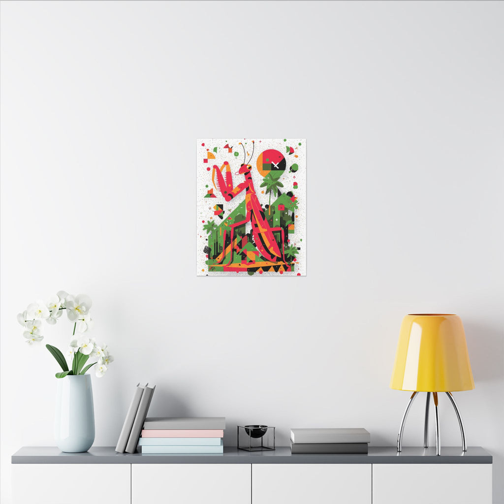 Geometric Praying Mantis: Cubist Insect Landscape, Digital Abstract Composition   |    Custom Orders Available