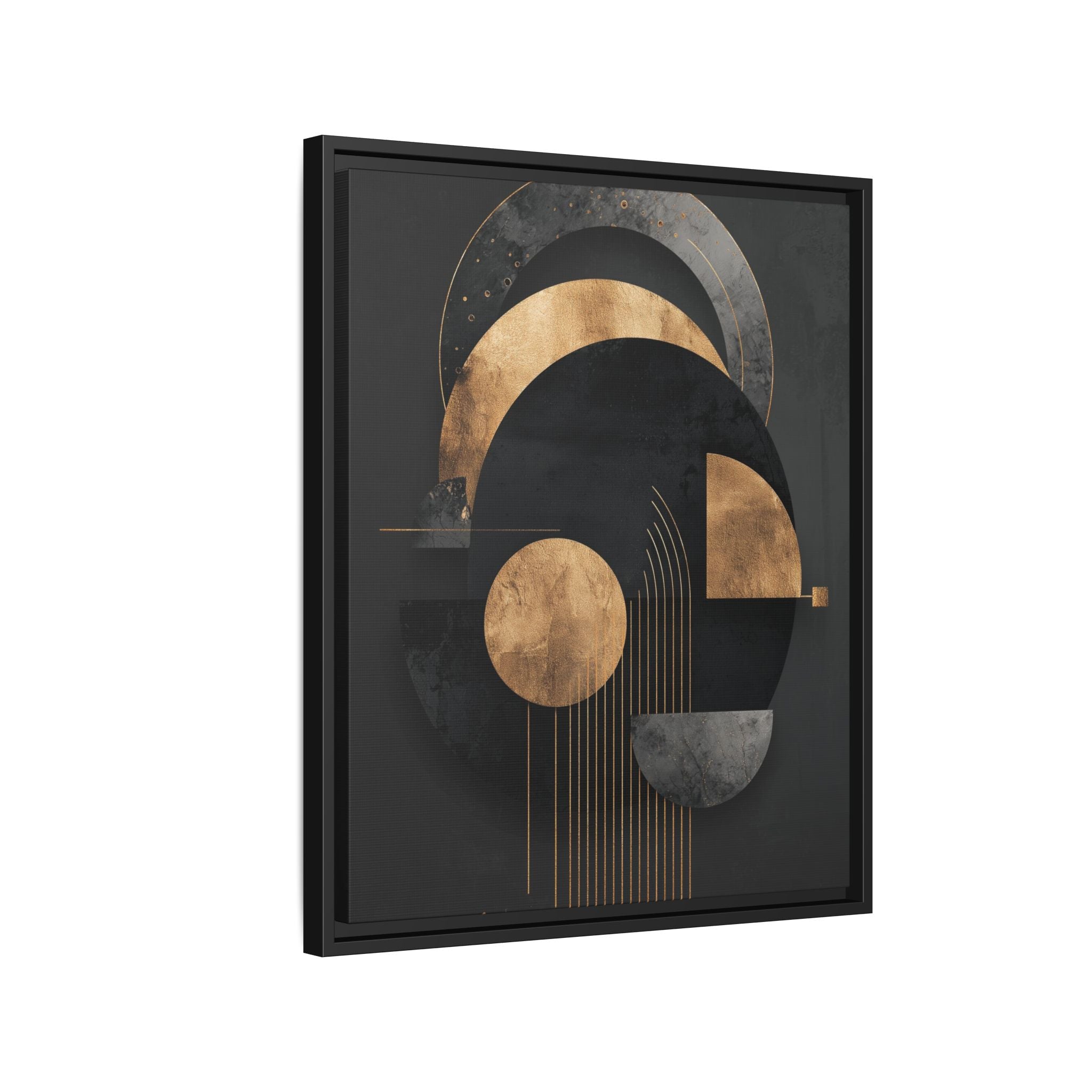 Geometric Resonance: Abstract Gold and Black Design, Minimalist Architectural Art, Modern Metallic Composition   |   Custom Orders Accepted