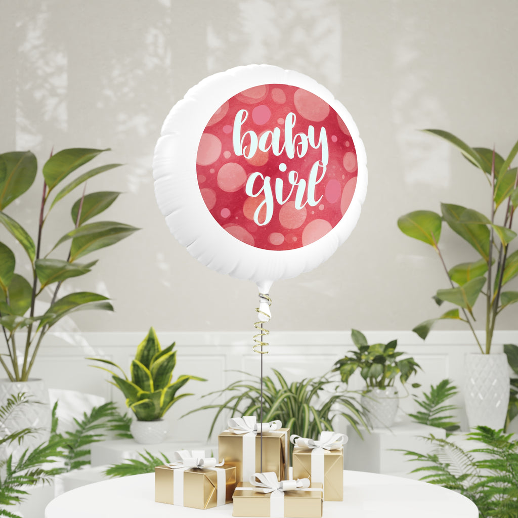 Baby Girl Mylar Balloon – Pink Polka Dot Gender Reveal or Newborn Celebration