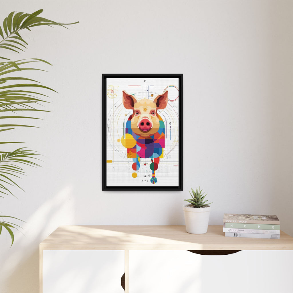 Geometric Pig: Digital Cubist Portrait, Mathematical Animal Abstraction   |    Custom Orders Available