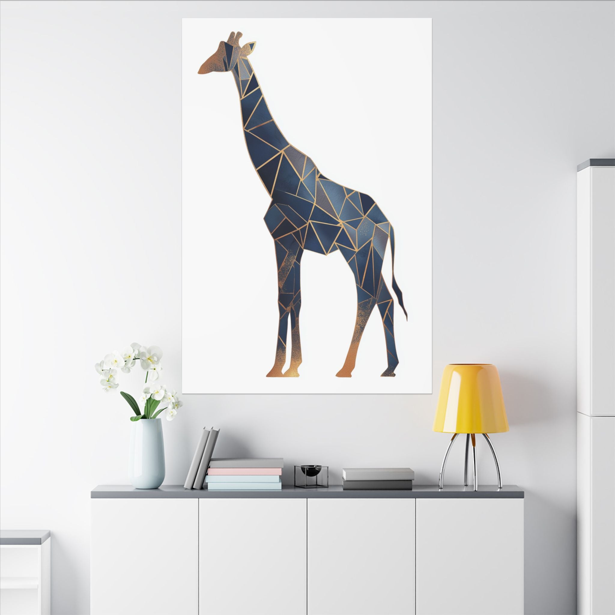 Fractured Geometry: Giraffe in Blue, Mosaic Triangulation, Modern Wildlife Art   |  Personalized & Custom Orders Available