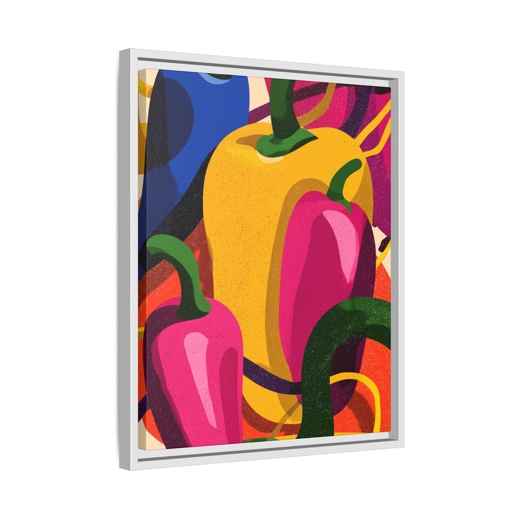 Canvas Art, Abstract Geometric Bell Peppers, Framed Wall Decor Print, Kitchen Wall Art, Modern Home Decor, Foodie Gift