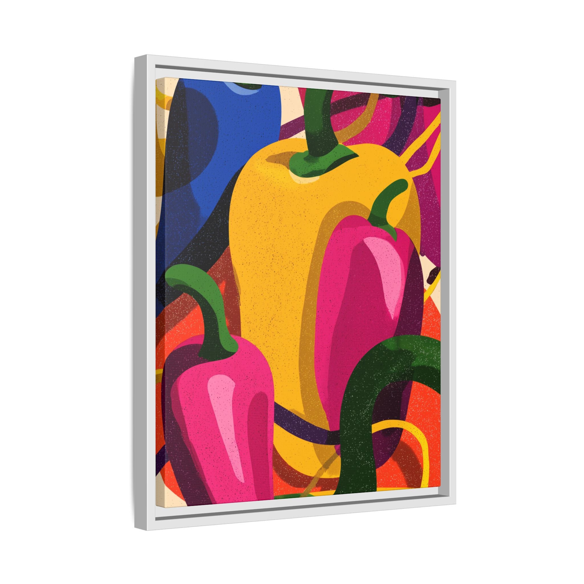 Canvas Art, Abstract Geometric Bell Peppers, Framed Wall Decor Print, Kitchen Wall Art, Modern Home Decor, Foodie Gift
