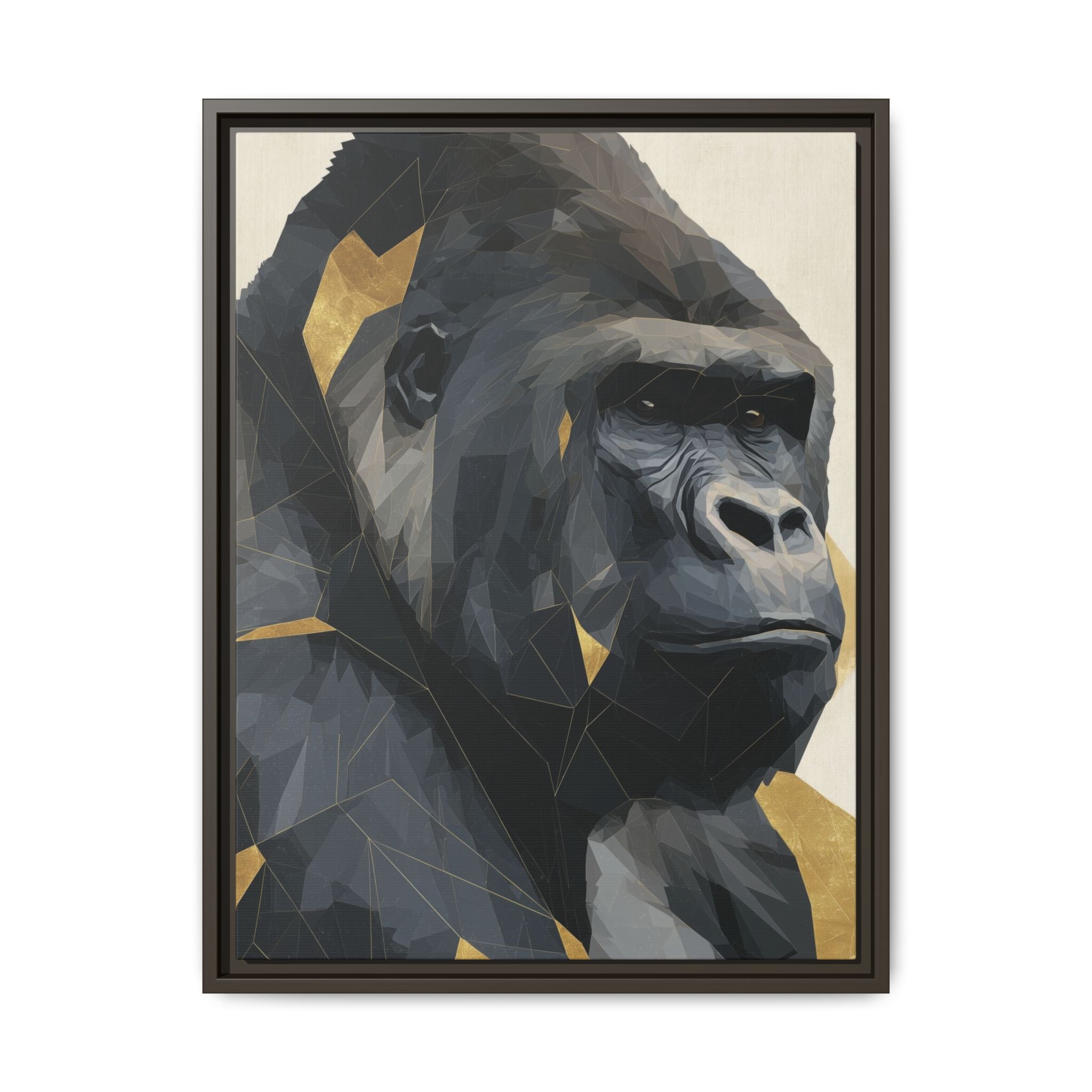 Primal Geometry: Polygonal Gorilla Portrait, Modern Metallic Wildlife Art   |  Personalized & Custom Orders Available