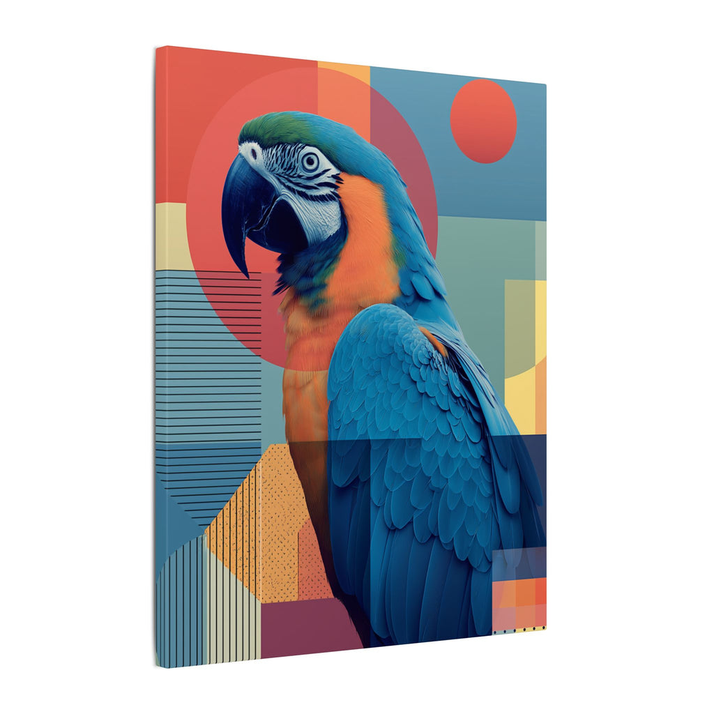 Macaw Mosaic: Mid-Century Modern Bird Portrait, Geometric Abstract Design   |    Custom Orders Available