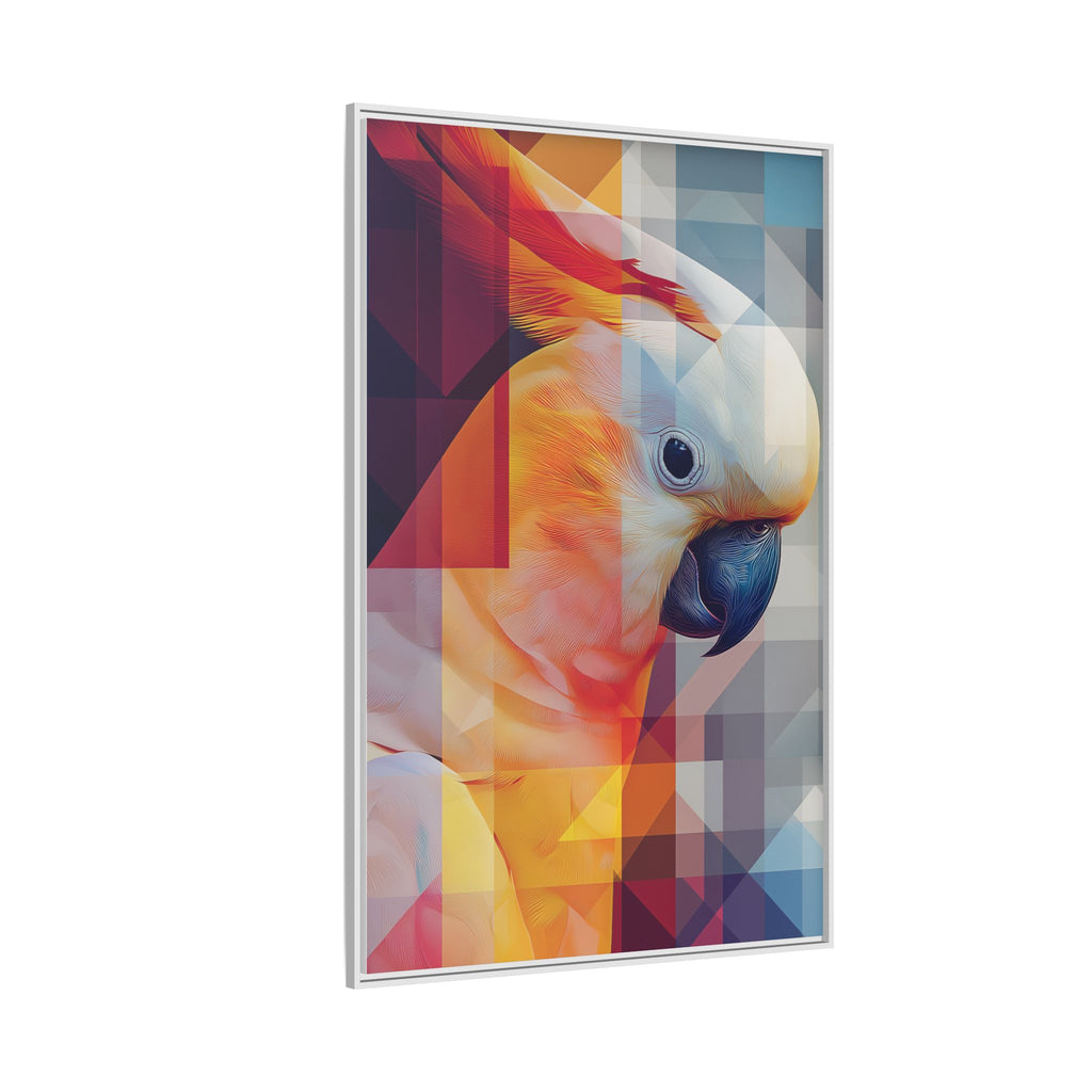 Prismatic Cockatoo Framed Print: Geometric Portrait, Digital Mosaic Artwork   |  Personalized & Custom Orders Available