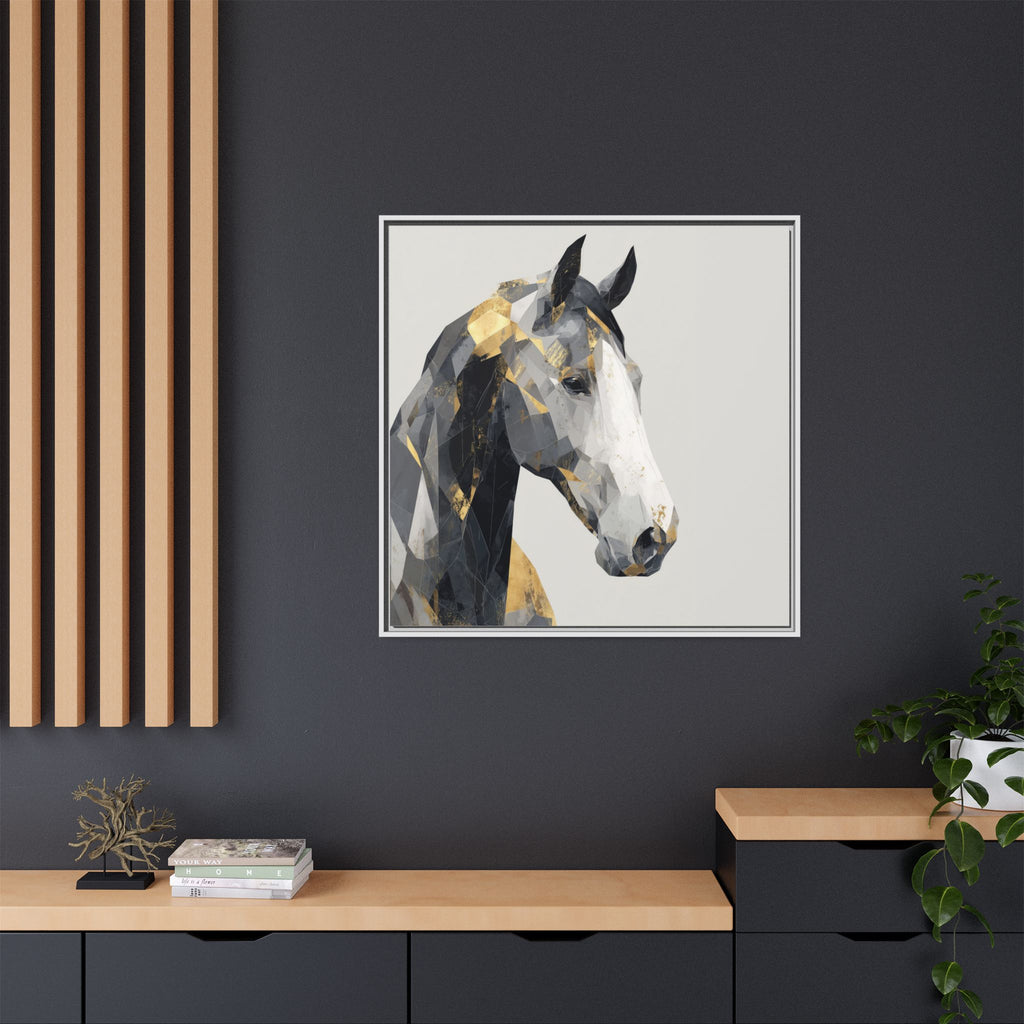 Geometric Stallion: Cubist Equine Art, Modern Metallic Polygonal Design   |  Personalized & Custom Orders Available