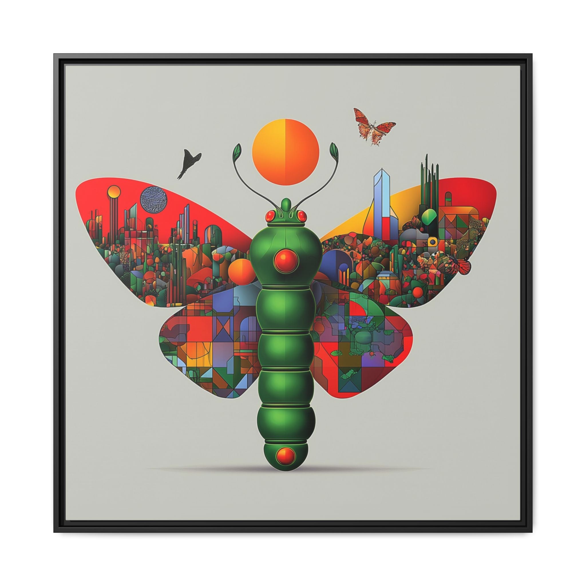 Urban Metamorphosis: Geometric Butterfly Cityscape, Cubist Digital Illustration   |    Custom Orders Available