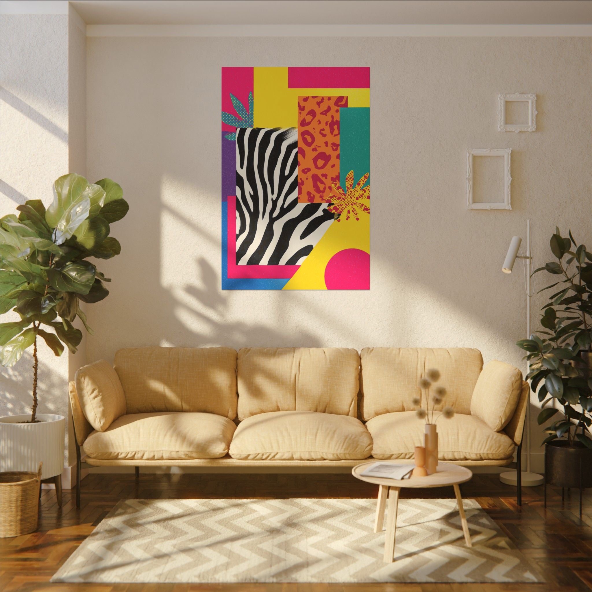 Copy of Pop Geometry: Zebra Leopard Fusion, Geometric Color Block, Modern Abstract Design   |   Custom Orders Accepted
