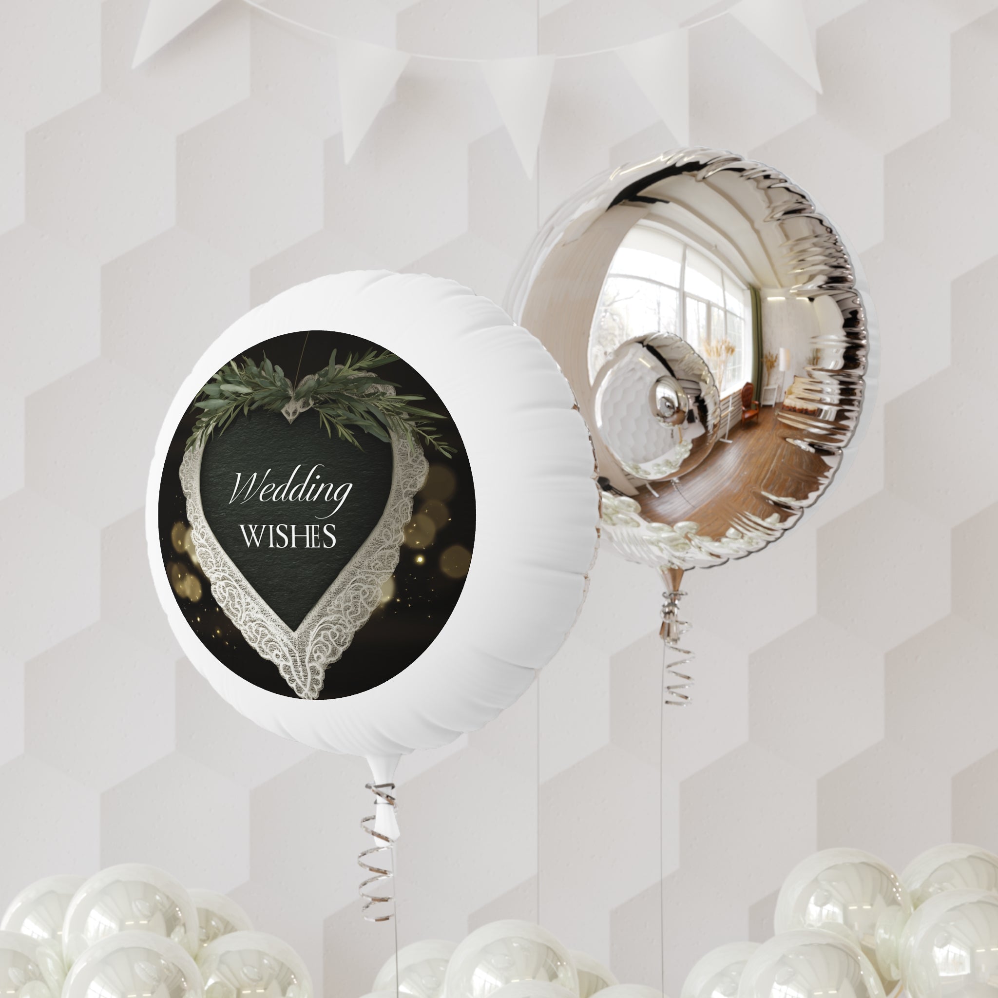 Wedding Wishes Mylar Balloon — Heart Lace Wedding Balloon
