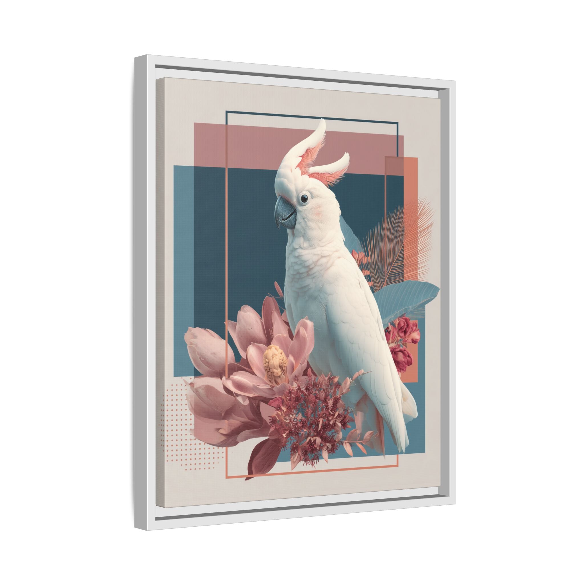 Cockatoo Geometric Framed Print : Modern Wildlife Illustration, Geometric Botanical Fusion   |  Personalized & Custom Orders Available