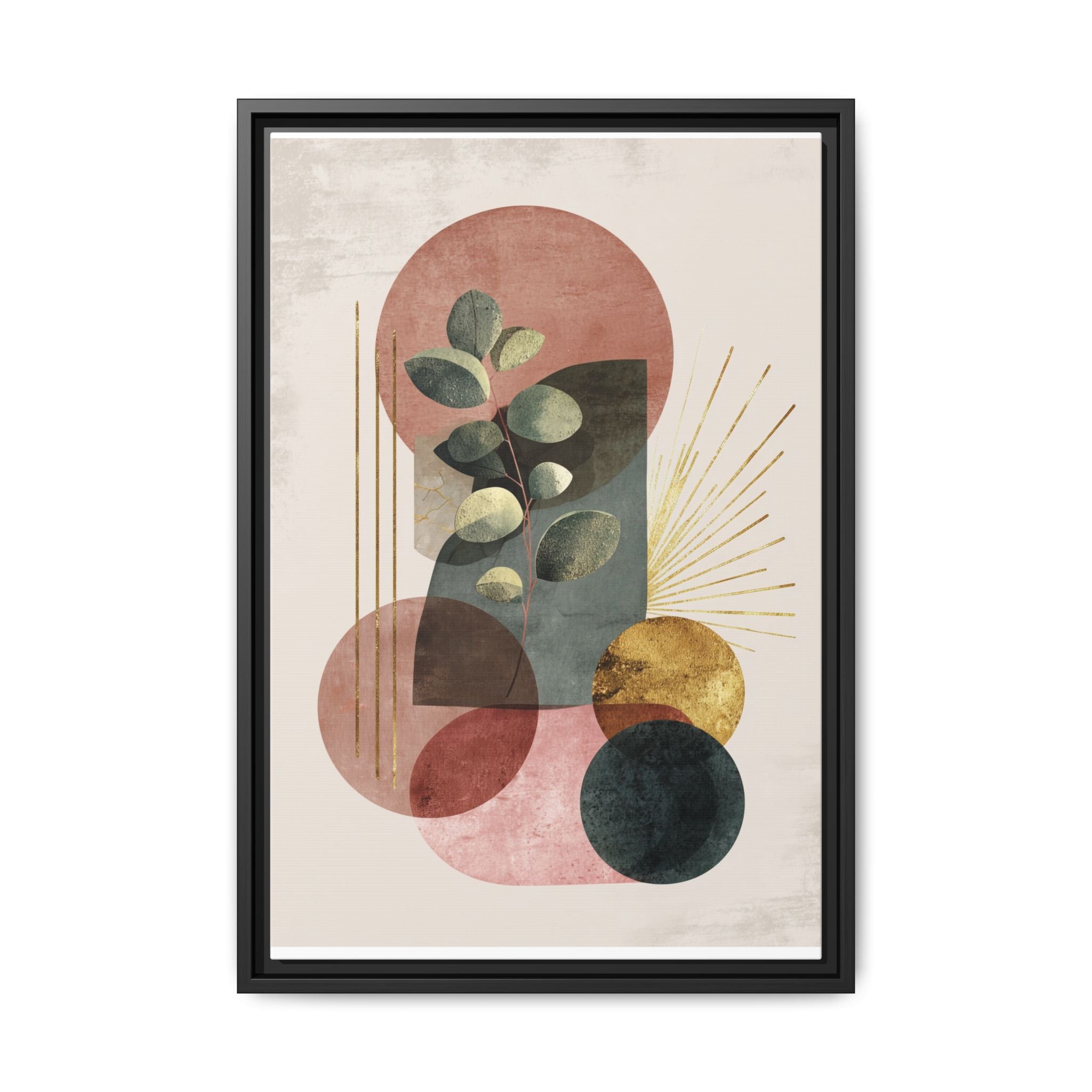 Botanical Geometric Symphony: Eucalyptus Harmony, Metallic Intersections, Modern Earth Tones   |   Custom Orders Accepted