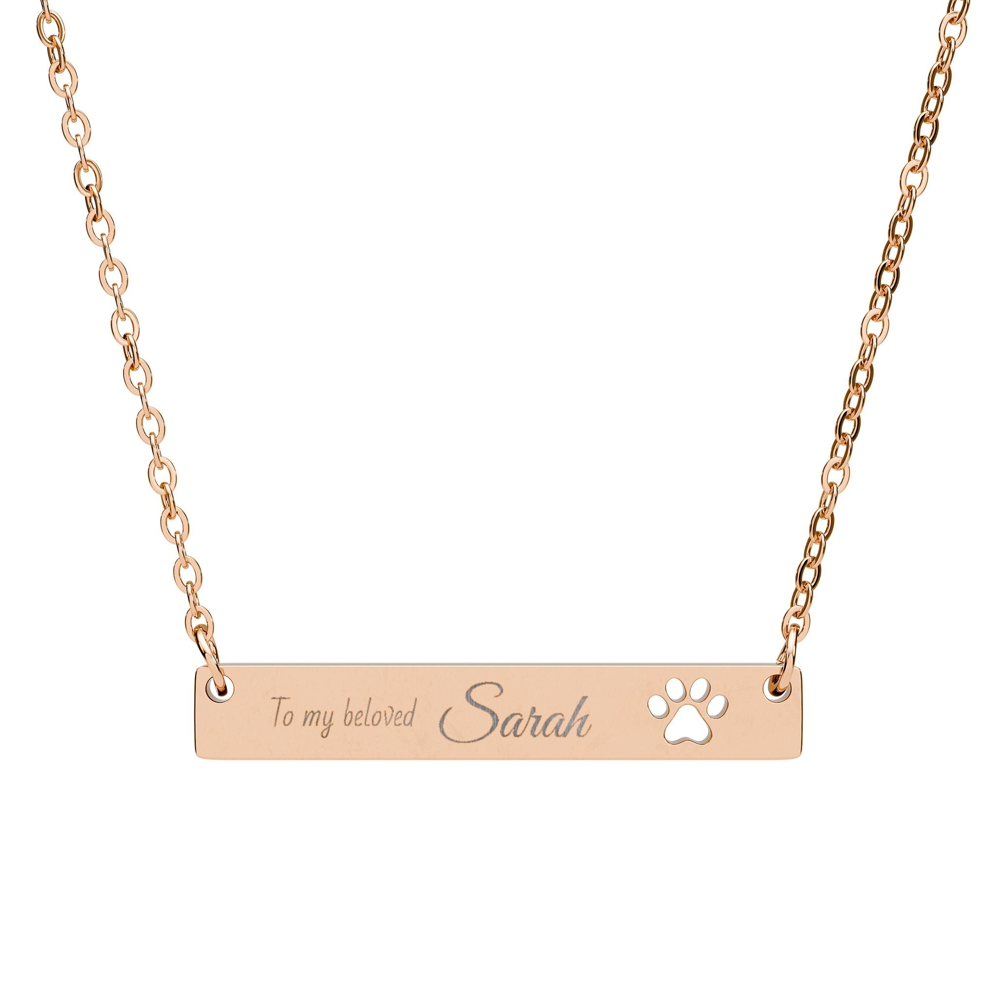 Personalized Cutout Paw Bar Necklace (Engraving) - 5 Colours Available