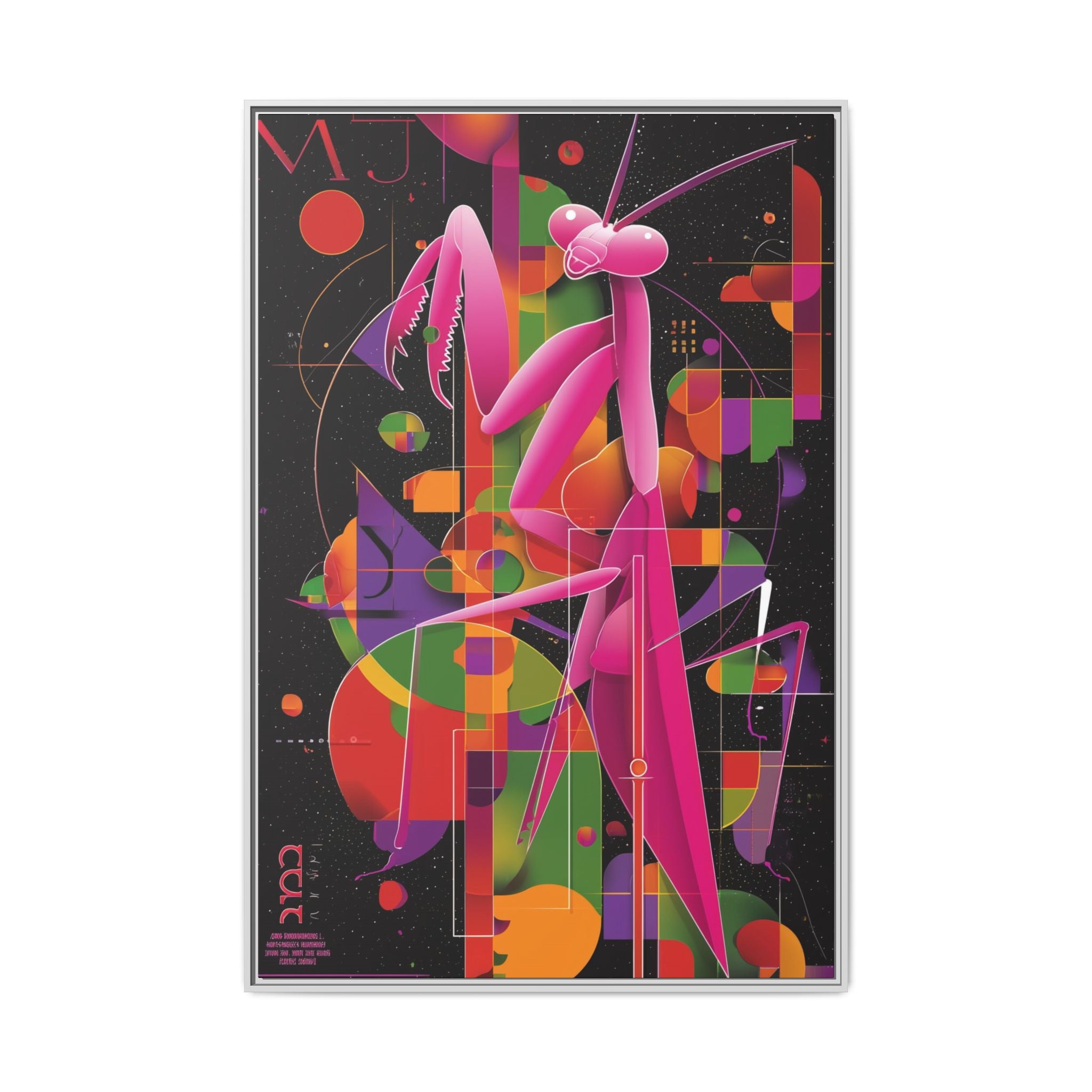 Geometric Mantis Framed Print : Starry Night Abstract, Graphic Design Poster   |  Personalized & Custom Orders Available