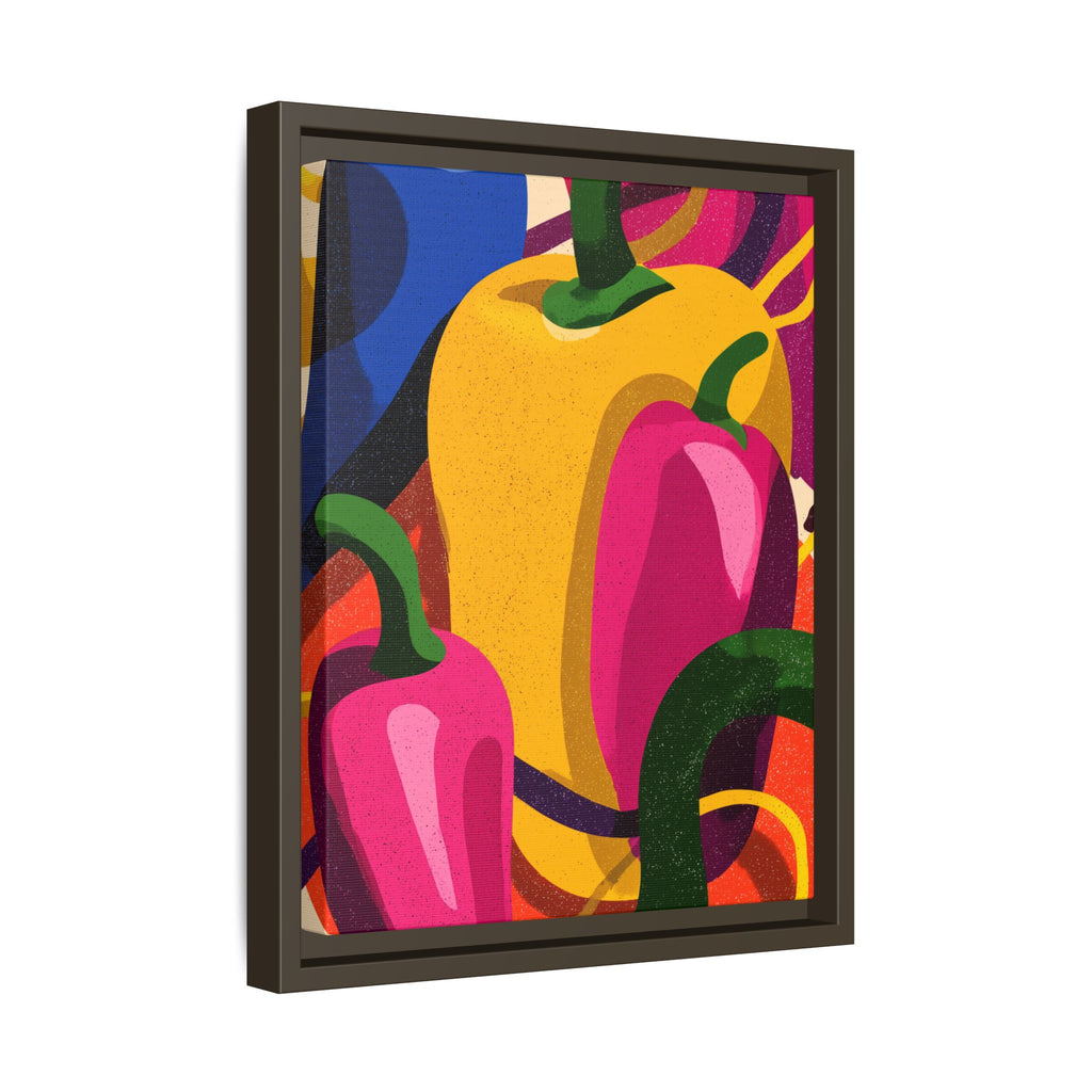 Canvas Art, Abstract Geometric Bell Peppers, Framed Wall Decor Print, Kitchen Wall Art, Modern Home Decor, Foodie Gift