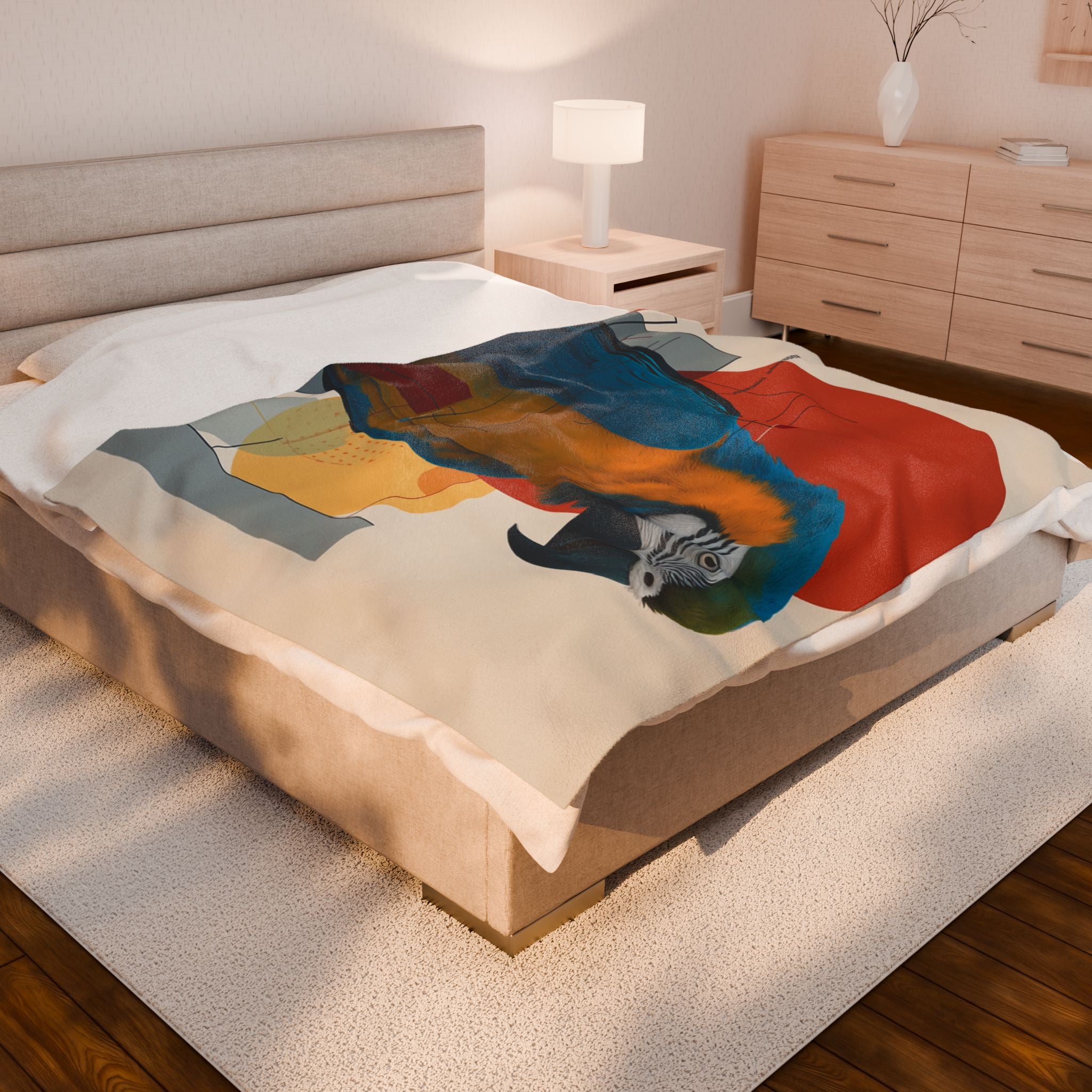 Geometric Macaw Quilt Cover, Doona Cover, Duvet : Modernist Avian Portrait, Constructivist Design   |    Custom Orders Available