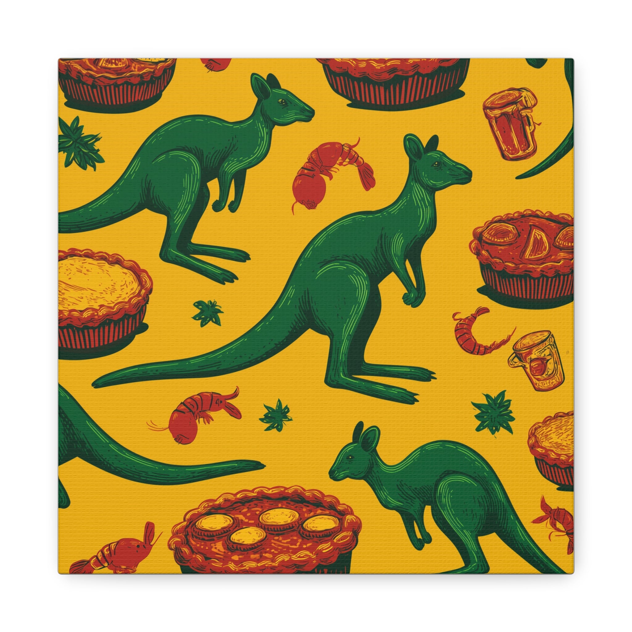Kangaroo Canvas Wall Art, Vibrant Animal Decor, Unique Gift for Nature Lovers, Fun Kitchen Wall Hanging, Australian Themed Art