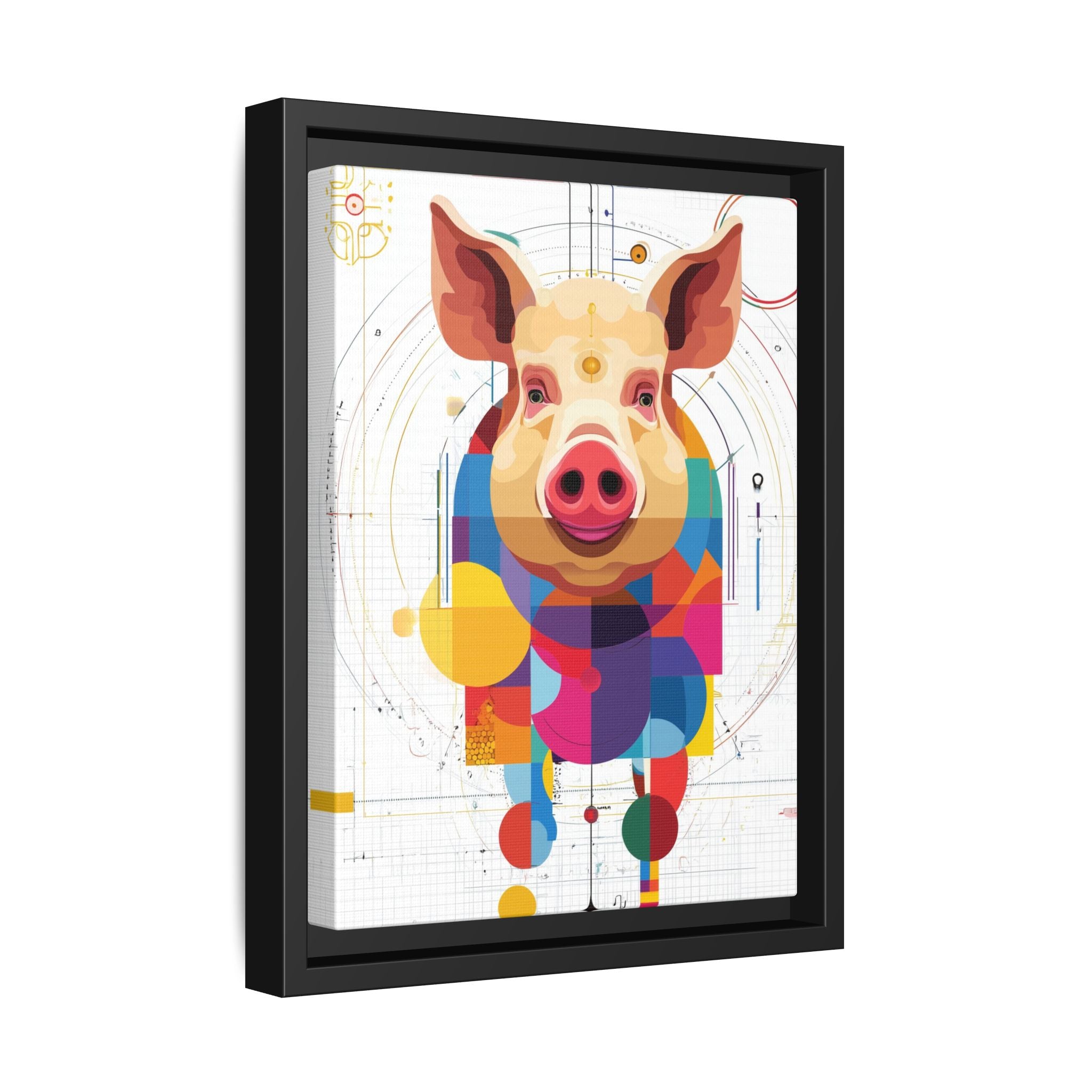 Geometric Pig: Digital Cubist Portrait, Mathematical Animal Abstraction   |    Custom Orders Available