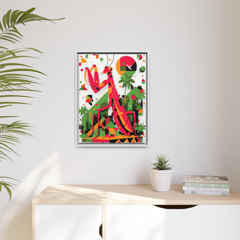 Praying Mantis in Bloom: Geometric Insect Portrait, Abstract Digital Illustration   |    Custom Orders Available