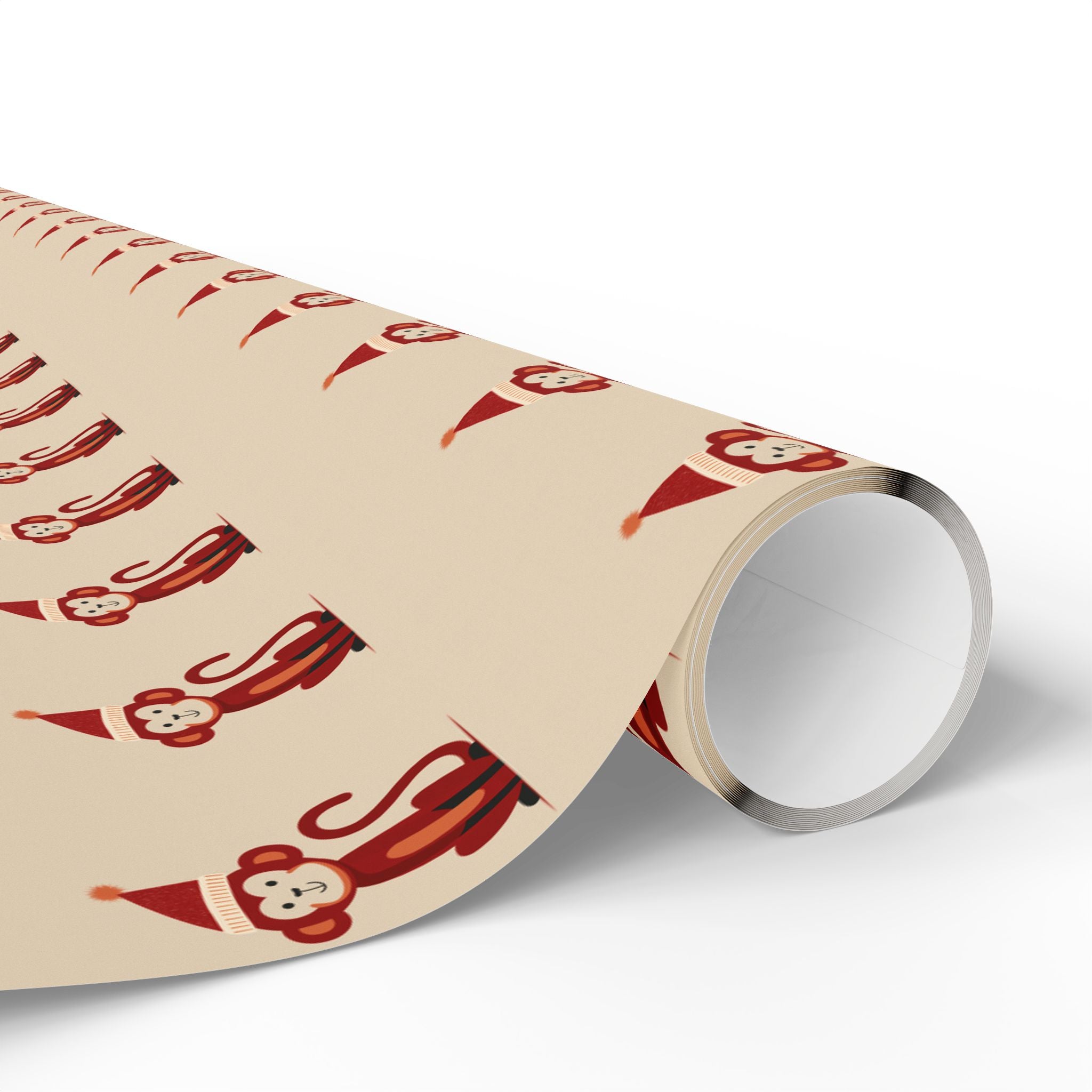 Cute Monkey Festive Wrapping Paper - Cute Holiday Designs with Monkeys and Santa, Gift Wrapping, Christmas, Birthday, Baby Shower, Jungle