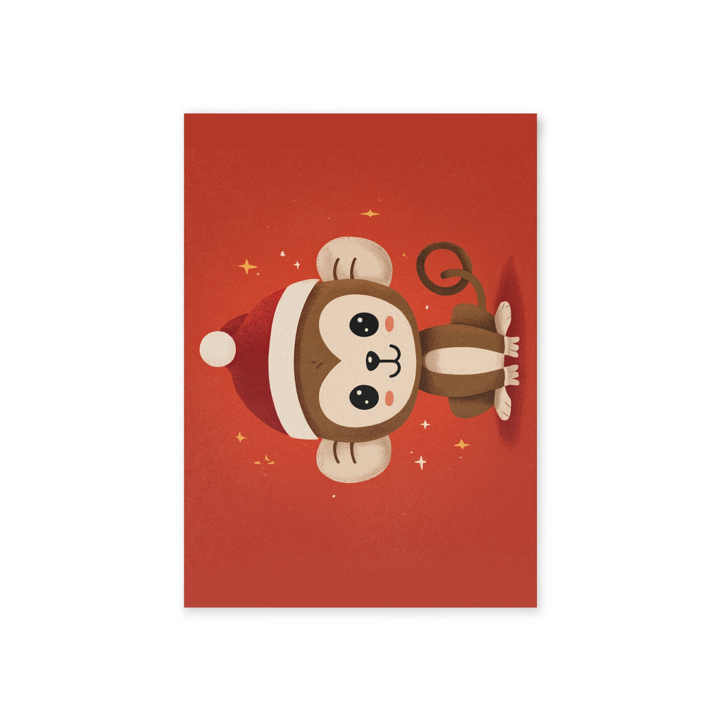 Festive Monkey Holiday Cards - Cute Two-Sided Christmas Greetings, Animal-Themed Greetings, Fun Holiday Stationery, Card Set, Seasonal Decor