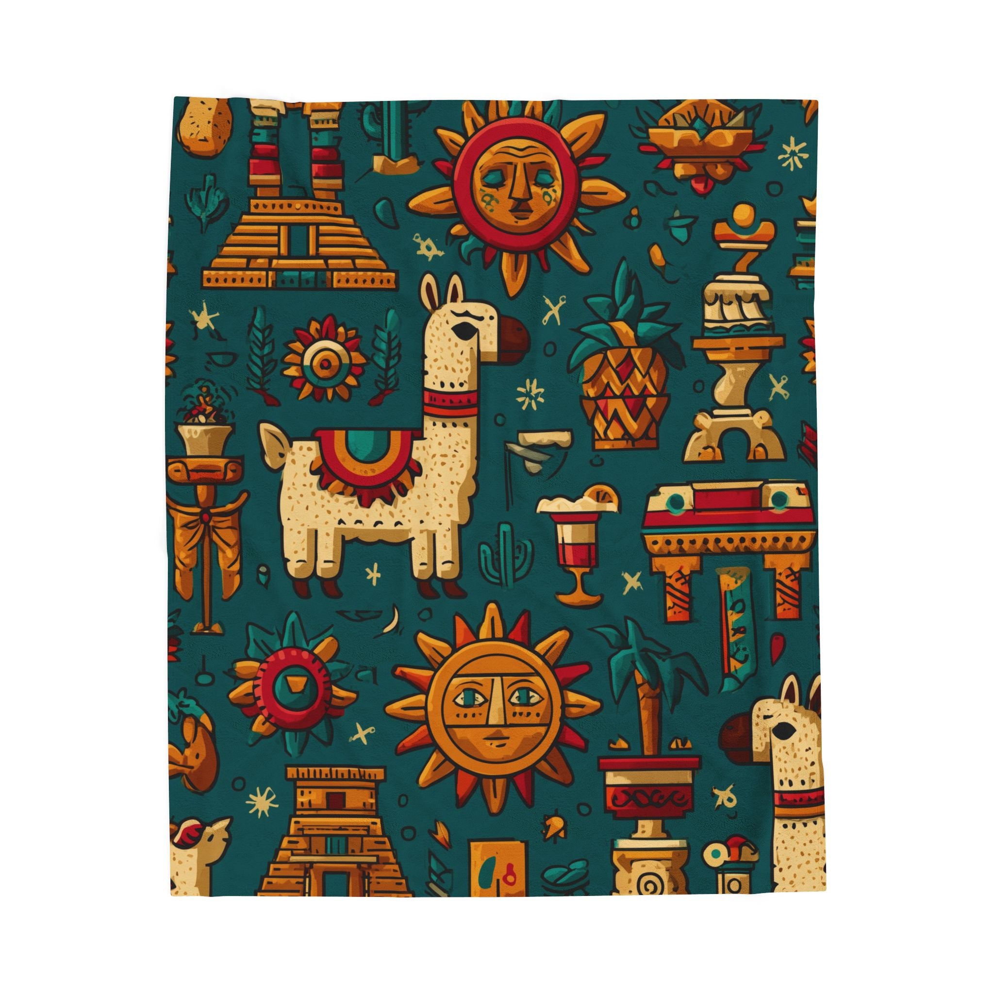 Mesoamerican Fiesta: Vibrant Southwestern Aztec Pattern, Flat Cartoon Style Seamless Design   |   Custom Orders Accepted