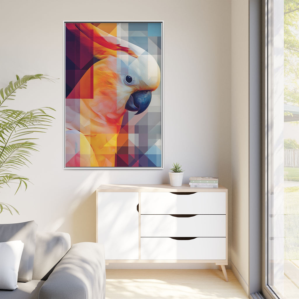 Prismatic Cockatoo Framed Print: Geometric Portrait, Digital Mosaic Artwork   |  Personalized & Custom Orders Available
