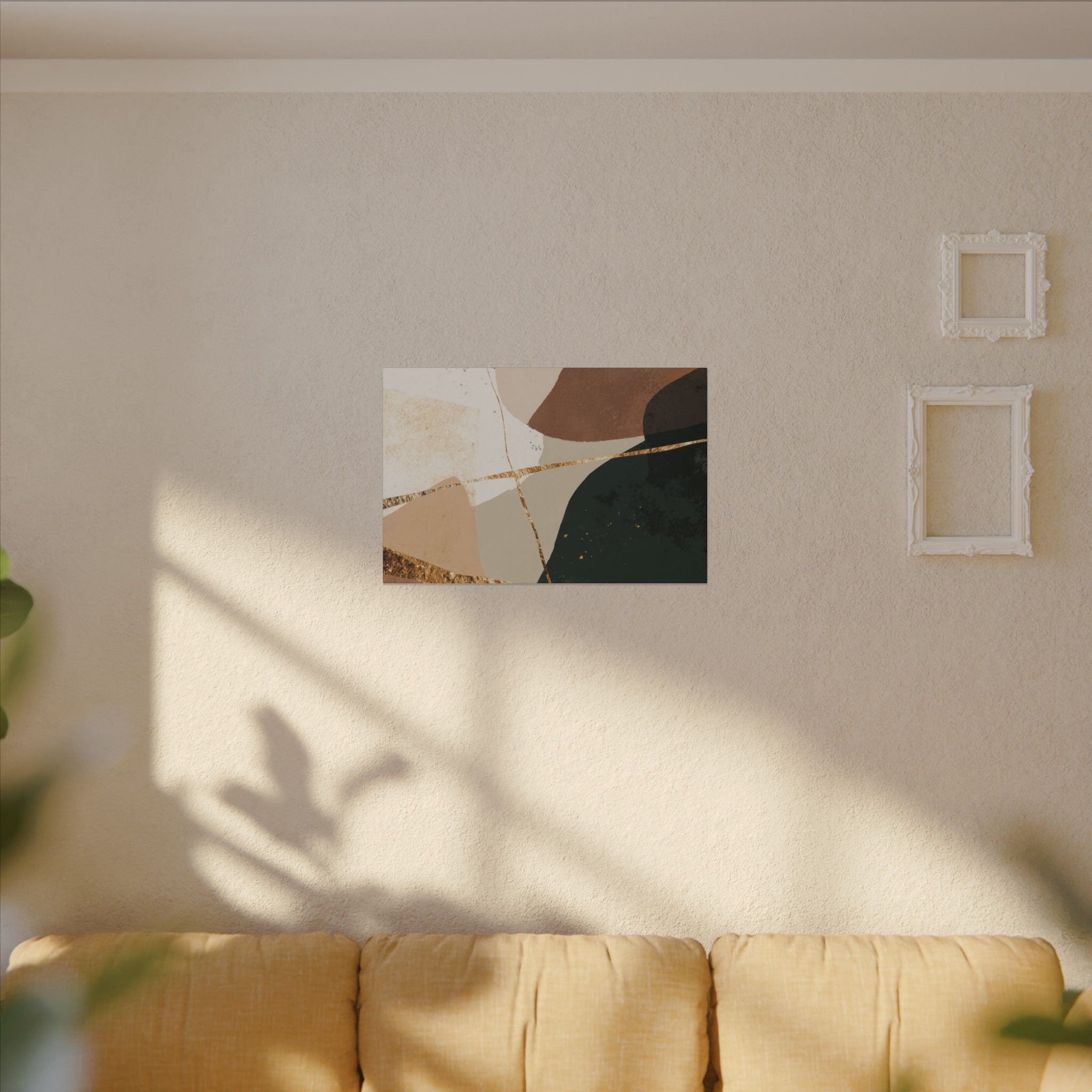 Canvas Print, Abstract Earthy Gold Wall Art, Modern Designer Home Decor, Stretched Matte Canvas; Thick, Multi-Size, Office Decor