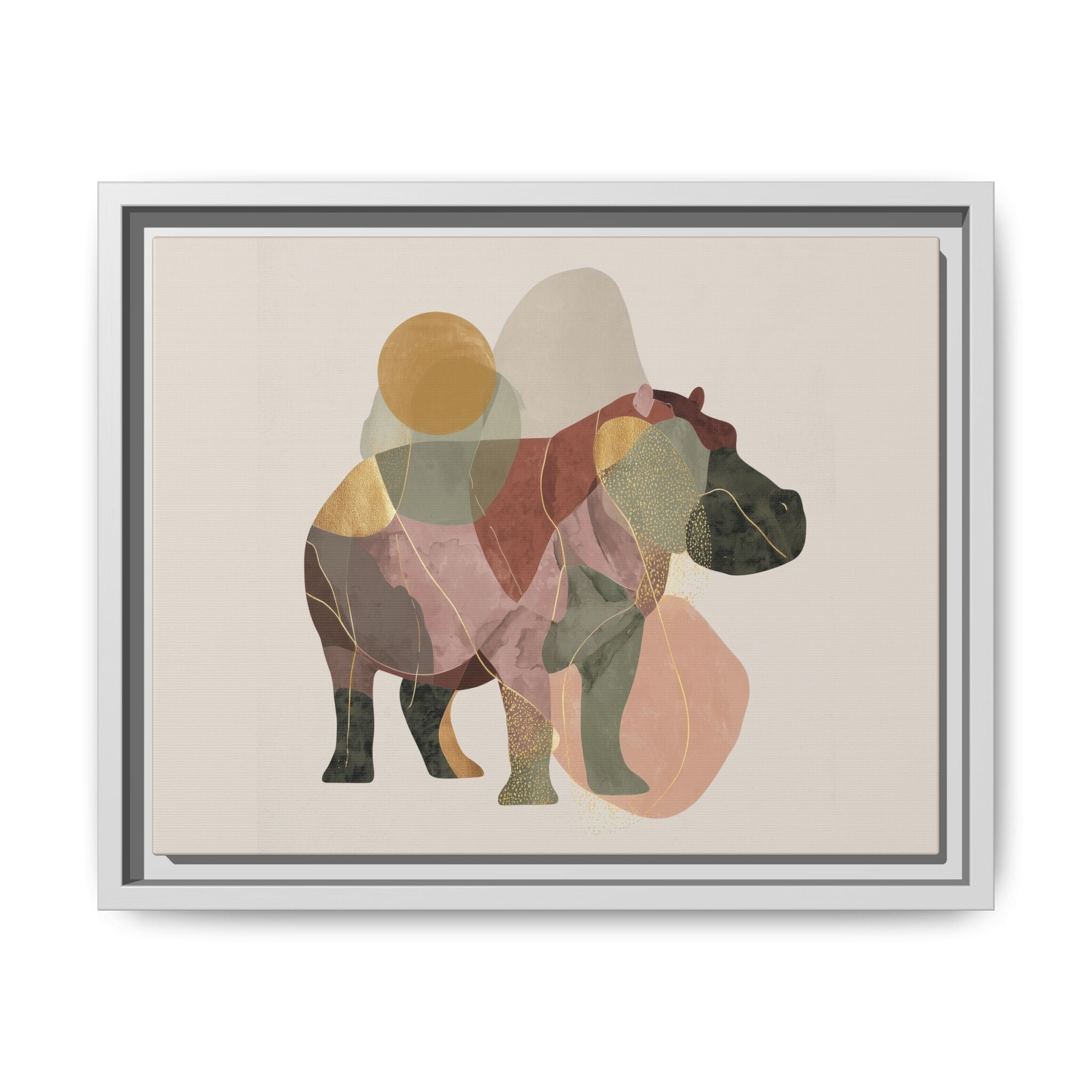 Geometric Hippo: Abstract Animal Watercolor, Modern Minimalist Composition   |    Custom Orders Available