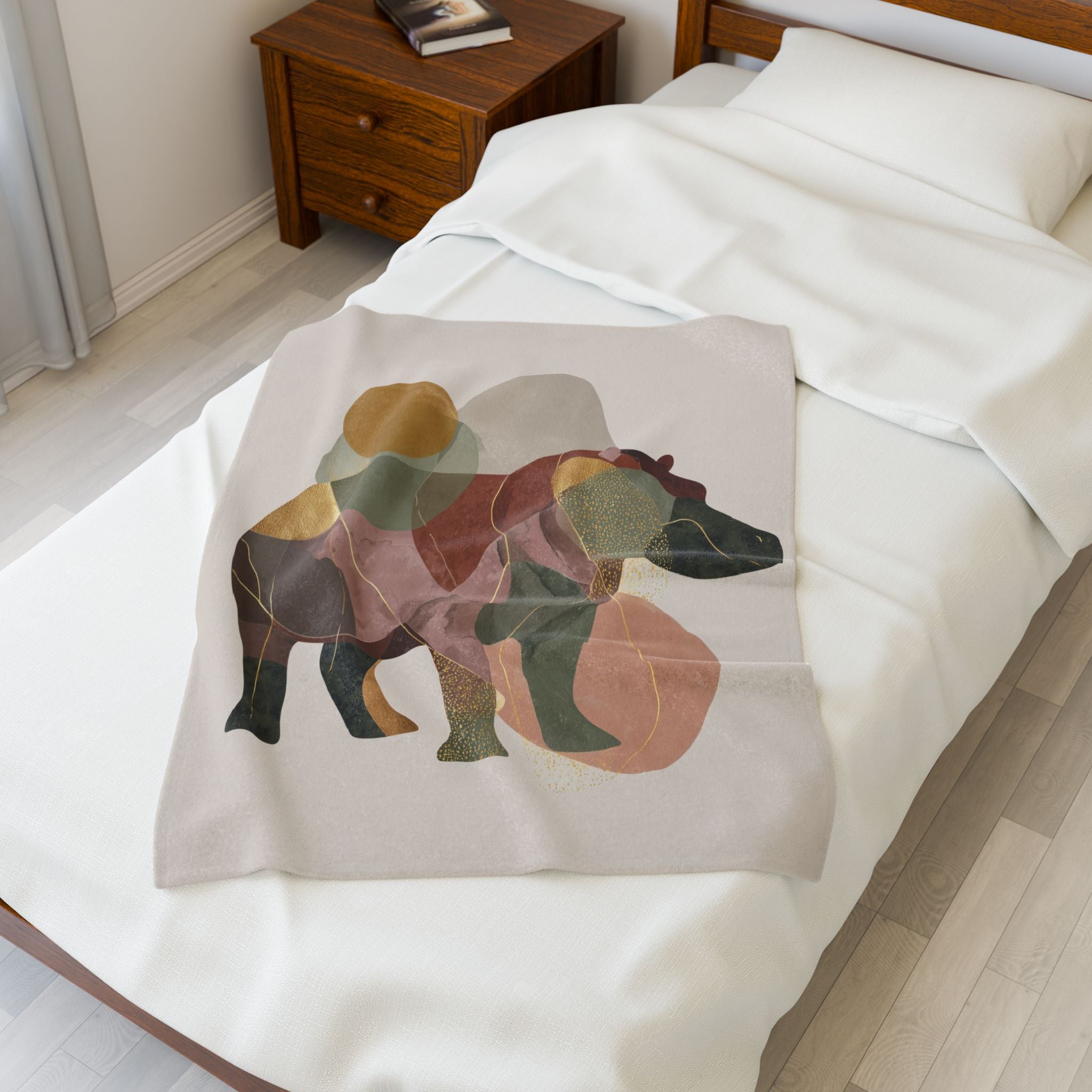 Geometric Hippo: Abstract Animal Art, Modern Cubist Style   |    Custom Orders Available