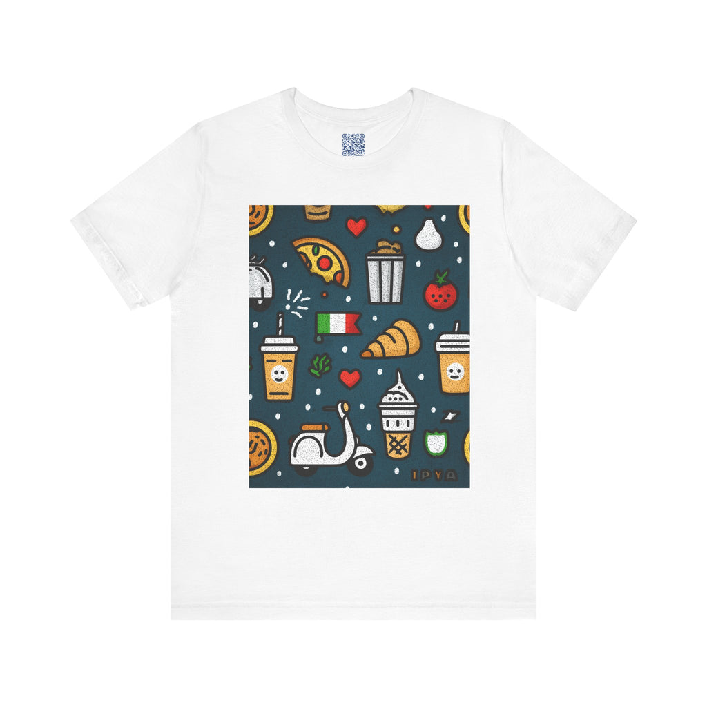 Foodie Fun Unisex Tee, Cute Food Patterns Shirt, Casual Wear, Gift for Food Lovers, Summer Vibes, Kitchen Decor