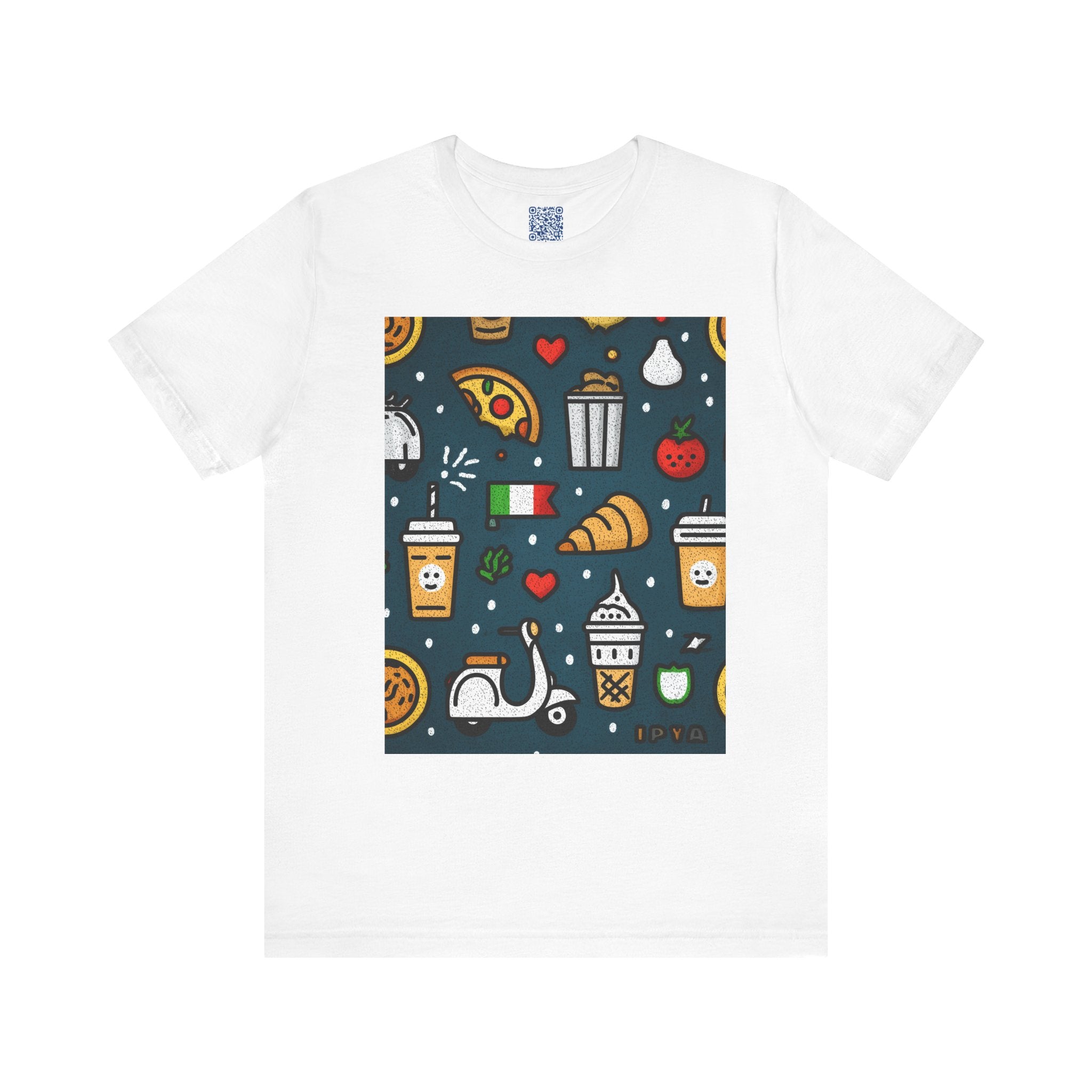 Foodie Fun Unisex Tee, Cute Food Patterns Shirt, Casual Wear, Gift for Food Lovers, Summer Vibes, Kitchen Decor