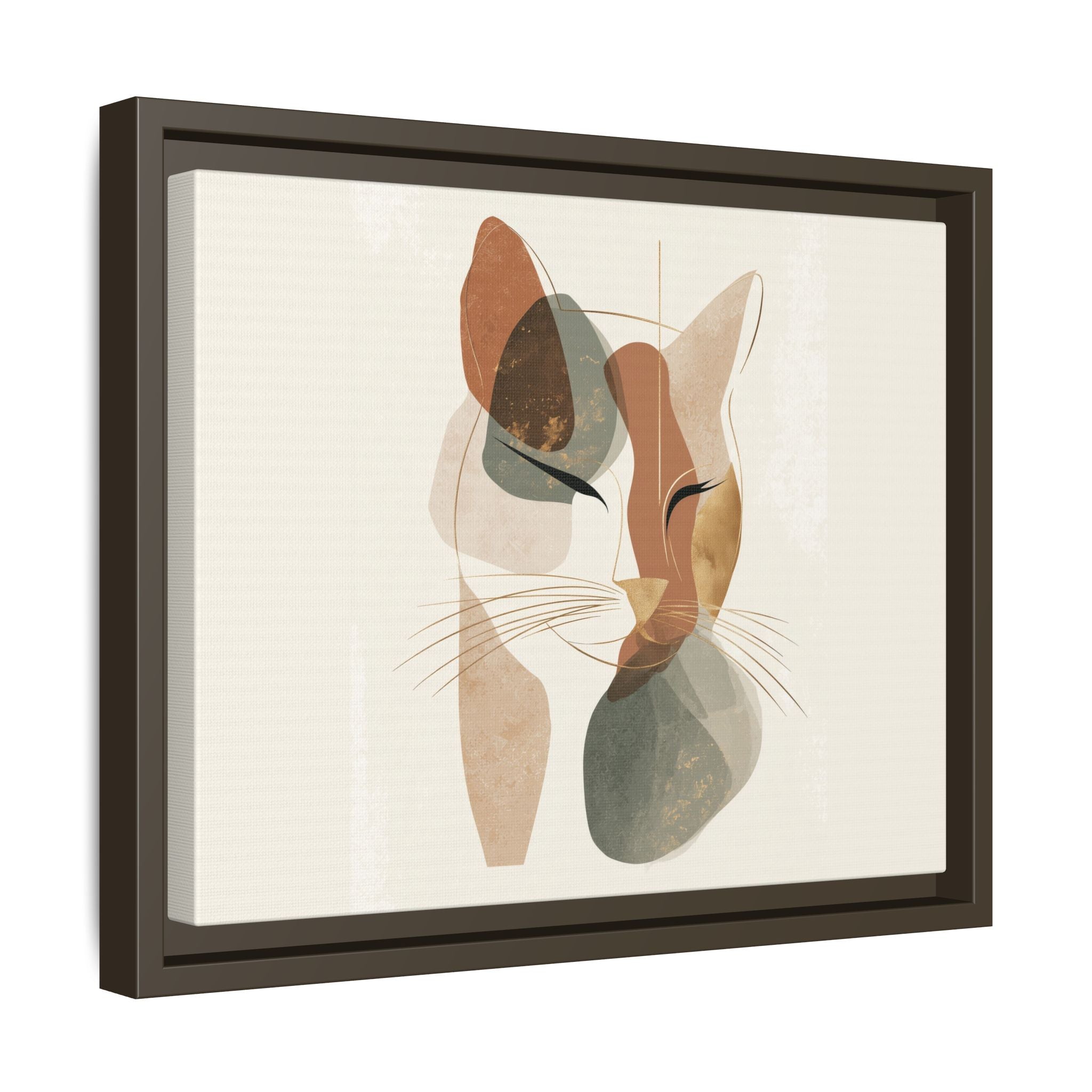 Feline Geometry: Abstract Cat Portrait, Minimalist Earth Tones   |  Personalized & Custom Orders Available