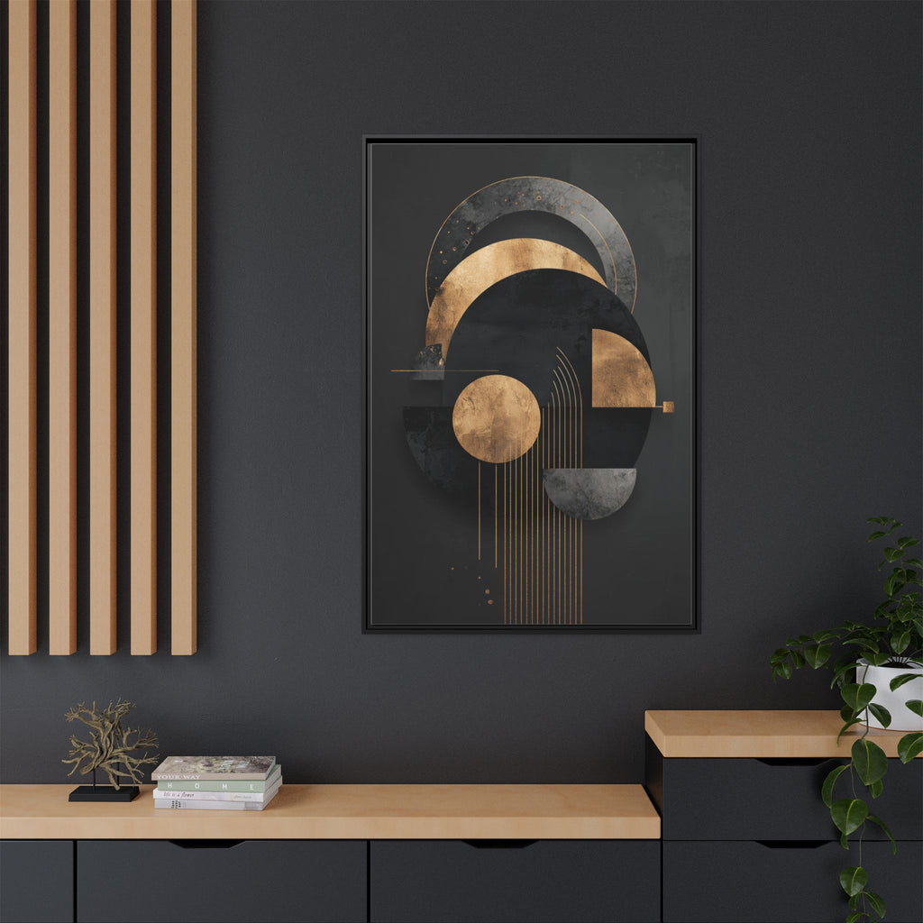 Geometric Resonance: Abstract Gold and Black Design, Minimalist Architectural Art, Modern Metallic Composition   |   Custom Orders Accepted