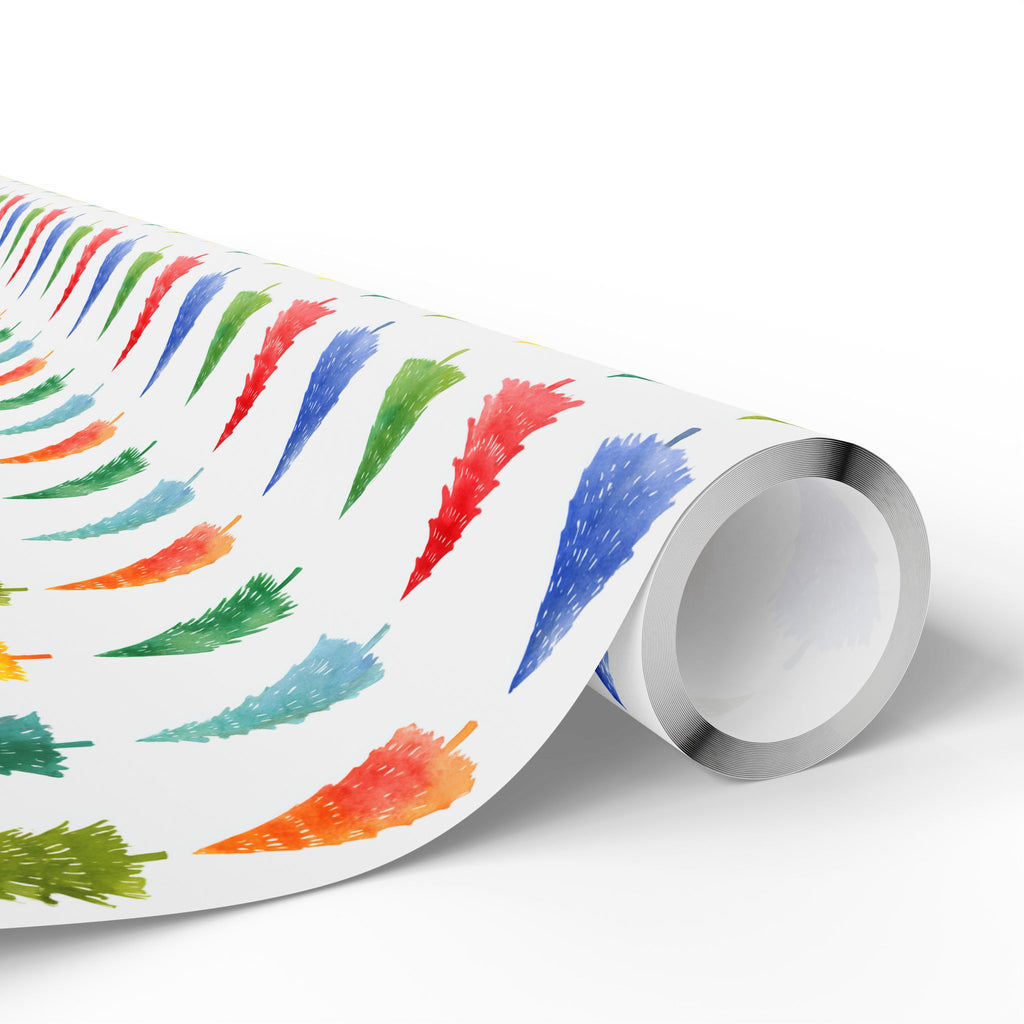 Festive Watercolor Christmas Tree Wrapping Paper - Colorful Holiday Gift Wrap