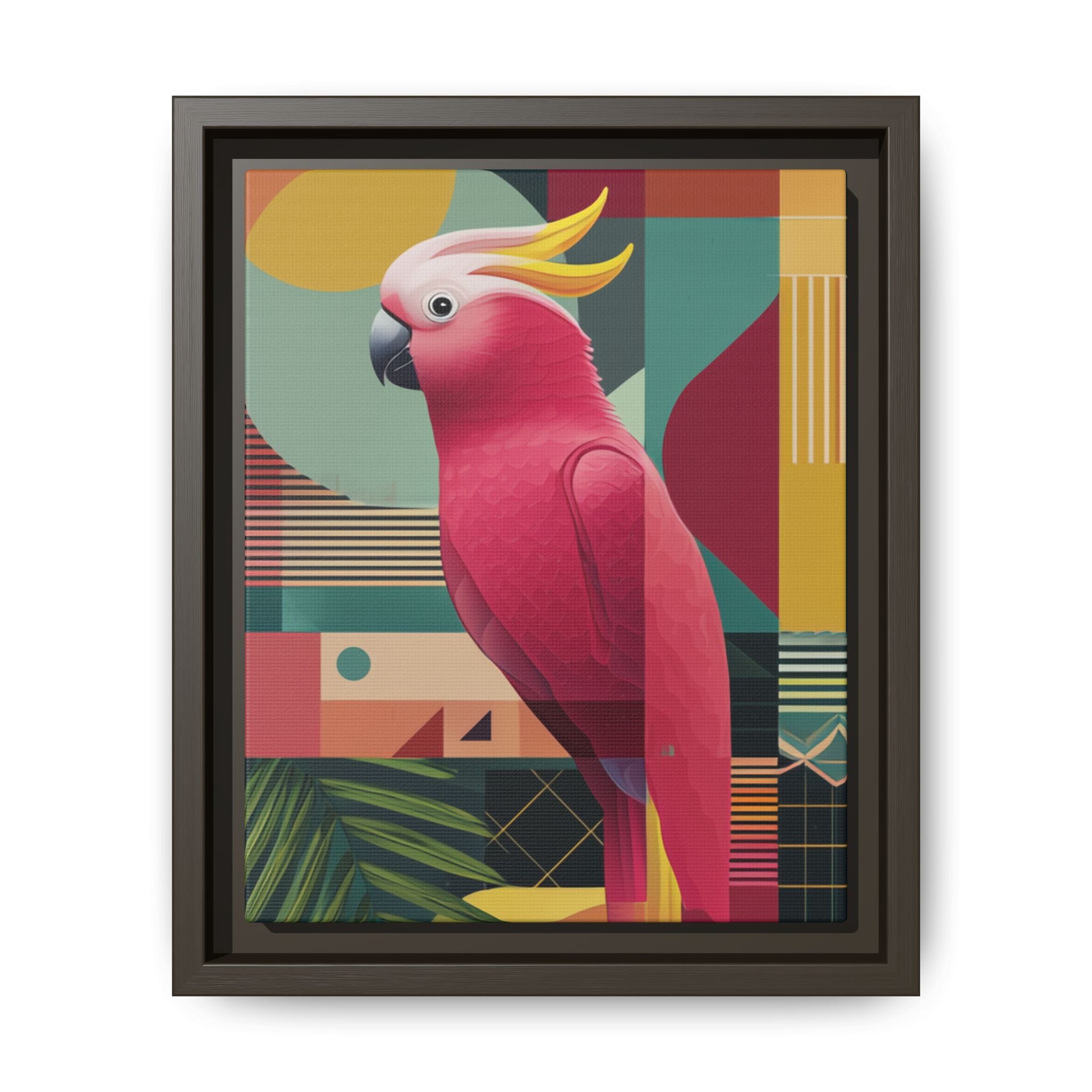 Geometric Cockatoo Framed Print: Mid-Century Modern Bird Art, Contemporary Graphic Print   |  Personalized & Custom Orders Available