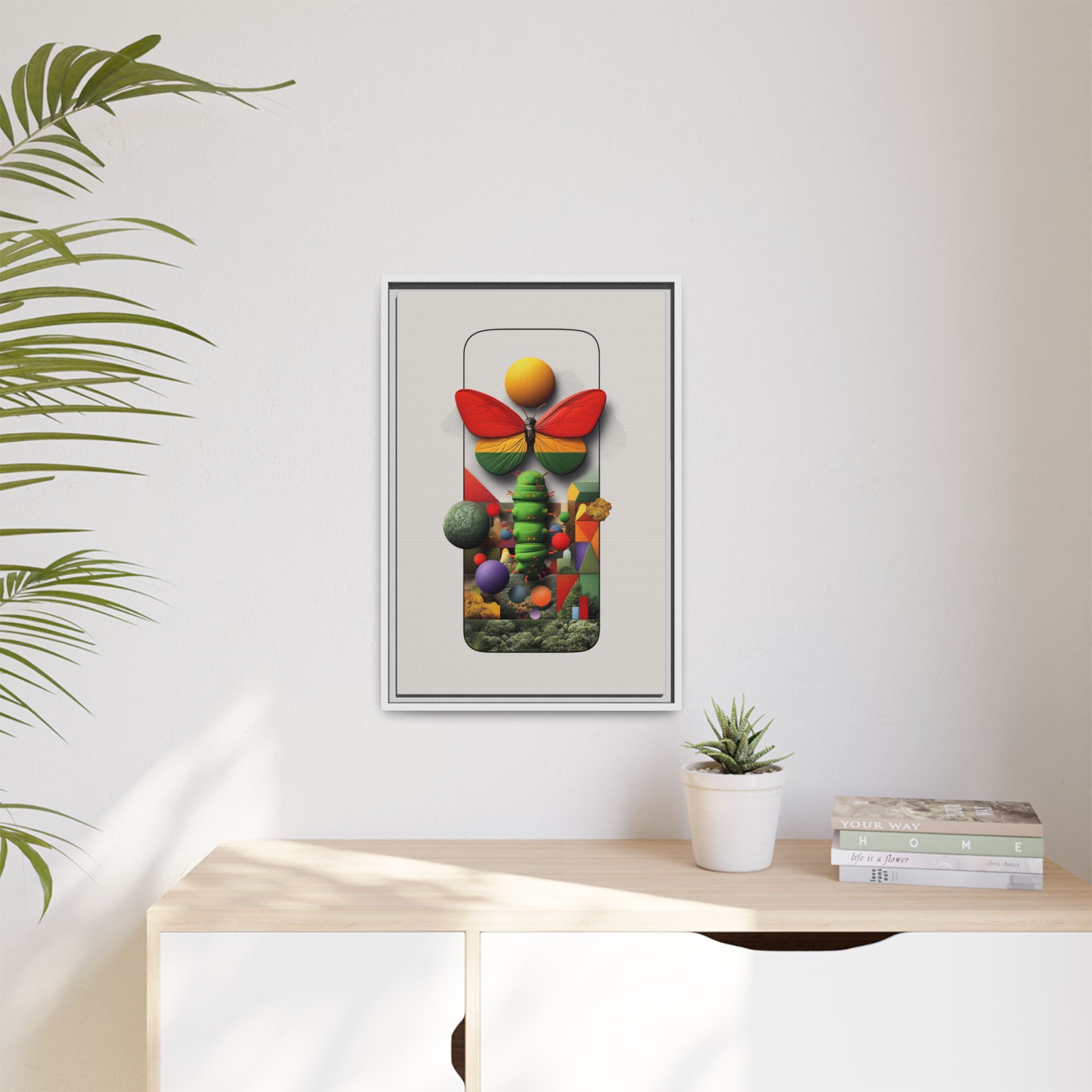 Metamorphosis Framed Print : Geometric Nature Transformation, Vibrant Butterfly Composition   |  Personalized & Custom Orders Available