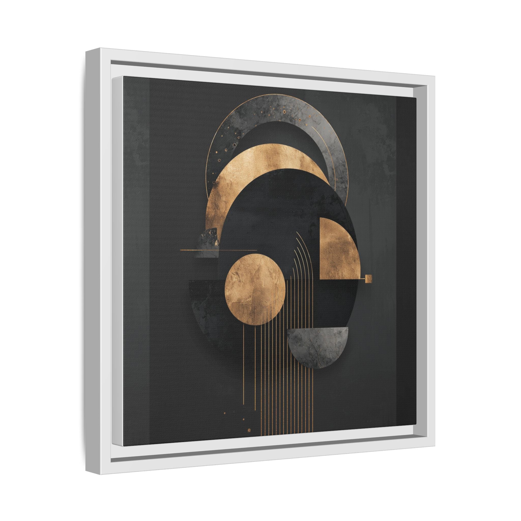 Geometric Resonance: Abstract Gold and Black Design, Minimalist Architectural Art, Modern Metallic Composition   |   Custom Orders Accepted