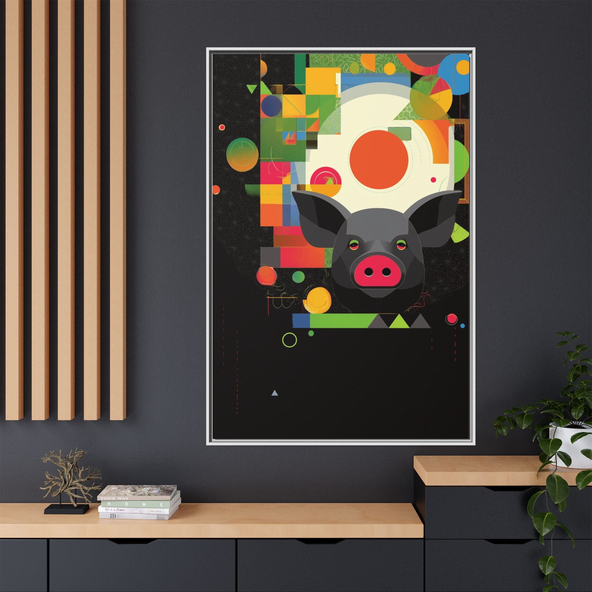 Prismatic Pig: Geometric Abstract Design, Digital Graphic Art Illustration   |    Custom Orders Available