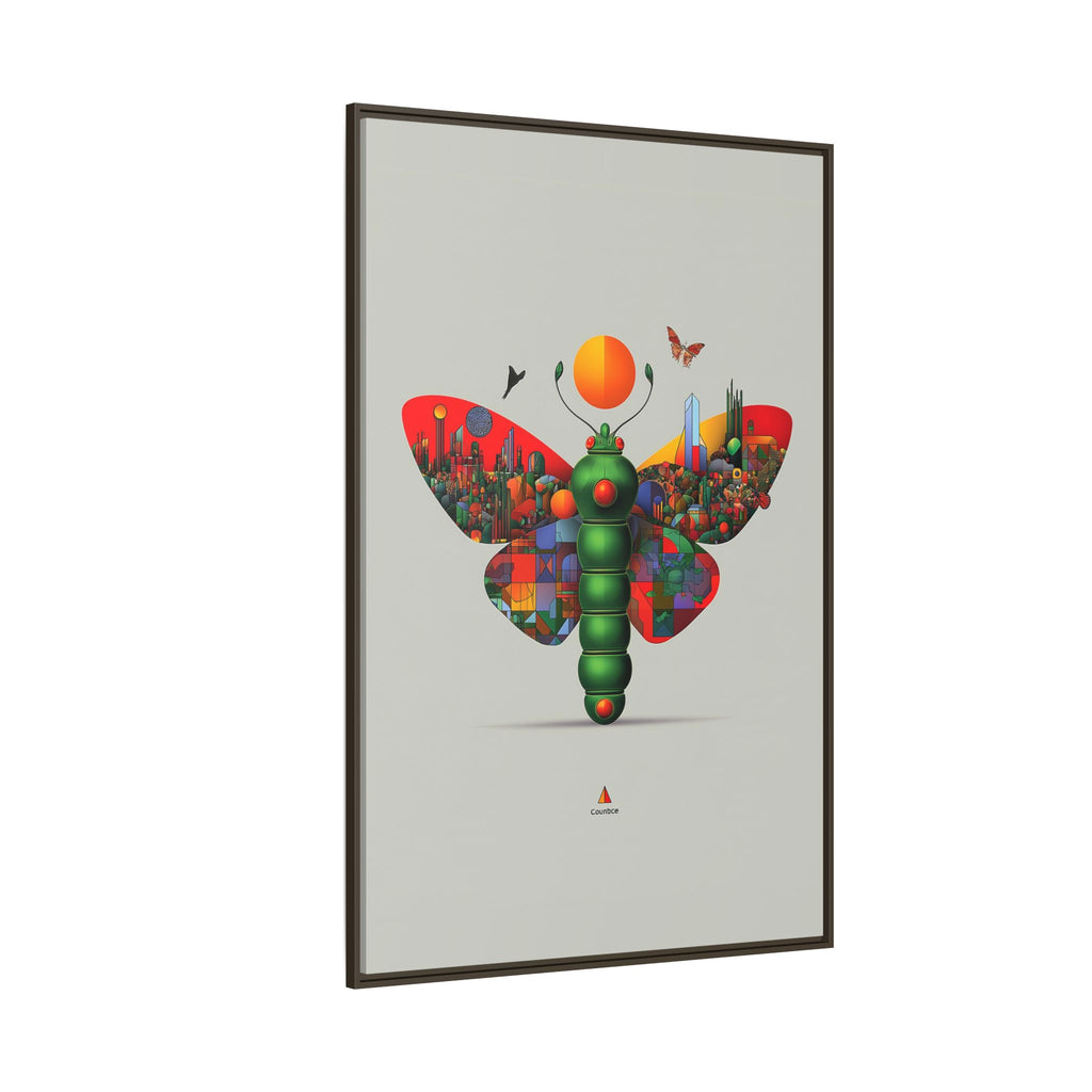 Urban Metamorphosis Framed Print: Geometric Cityscape Butterfly, Digital Surrealism Collage   |  Custom Orders Available