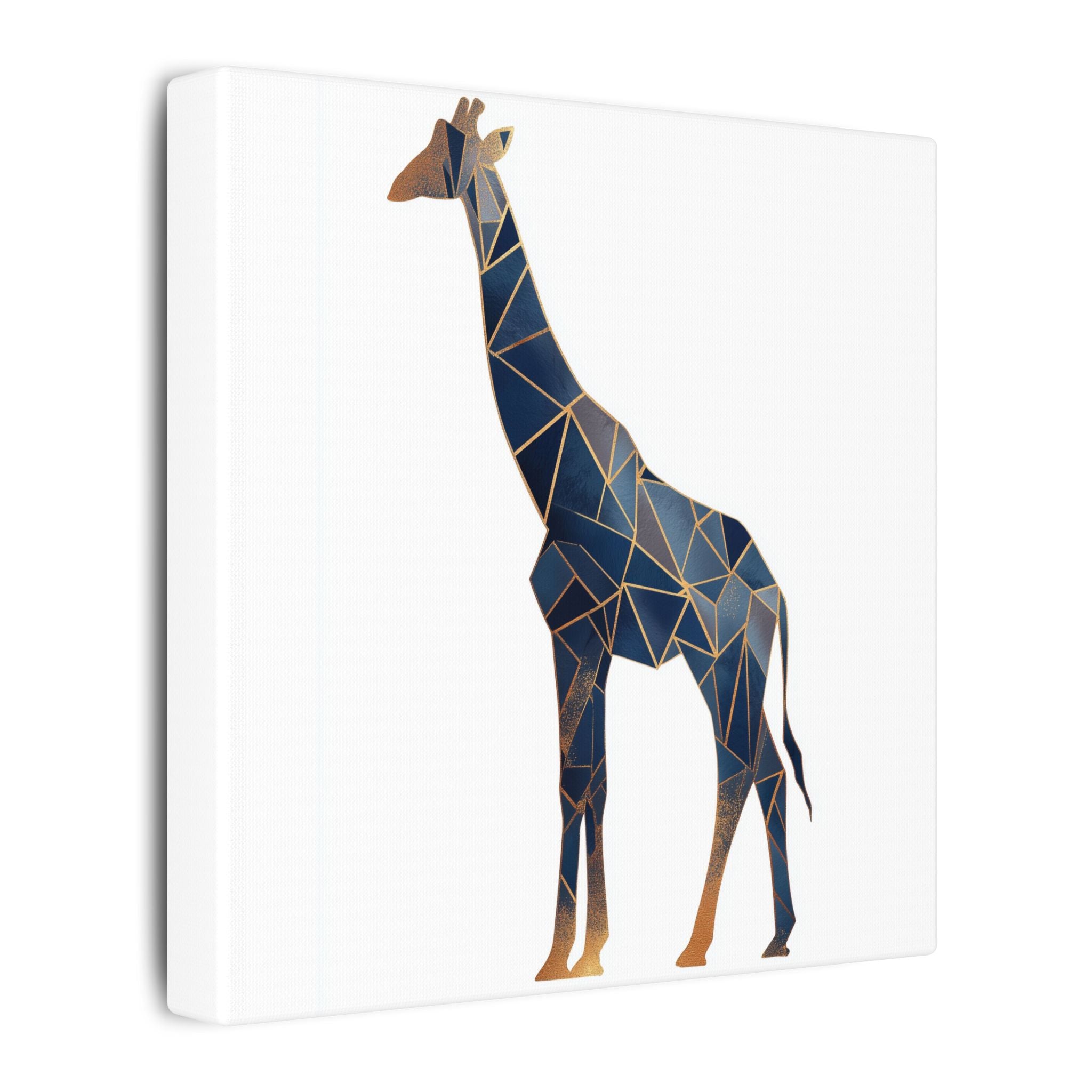 Prismatic Giraffe: Geometric Wildlife Art, Modern Mosaic Deconstruction, Angular Blue and Bronze Composition   |  Personalized & Custom