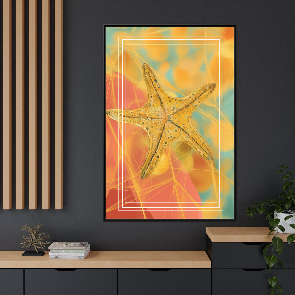 Celestial Starfish: Marine Geometry in Golden Hues, Tropical Oceanic Texture   |    Custom Orders Available