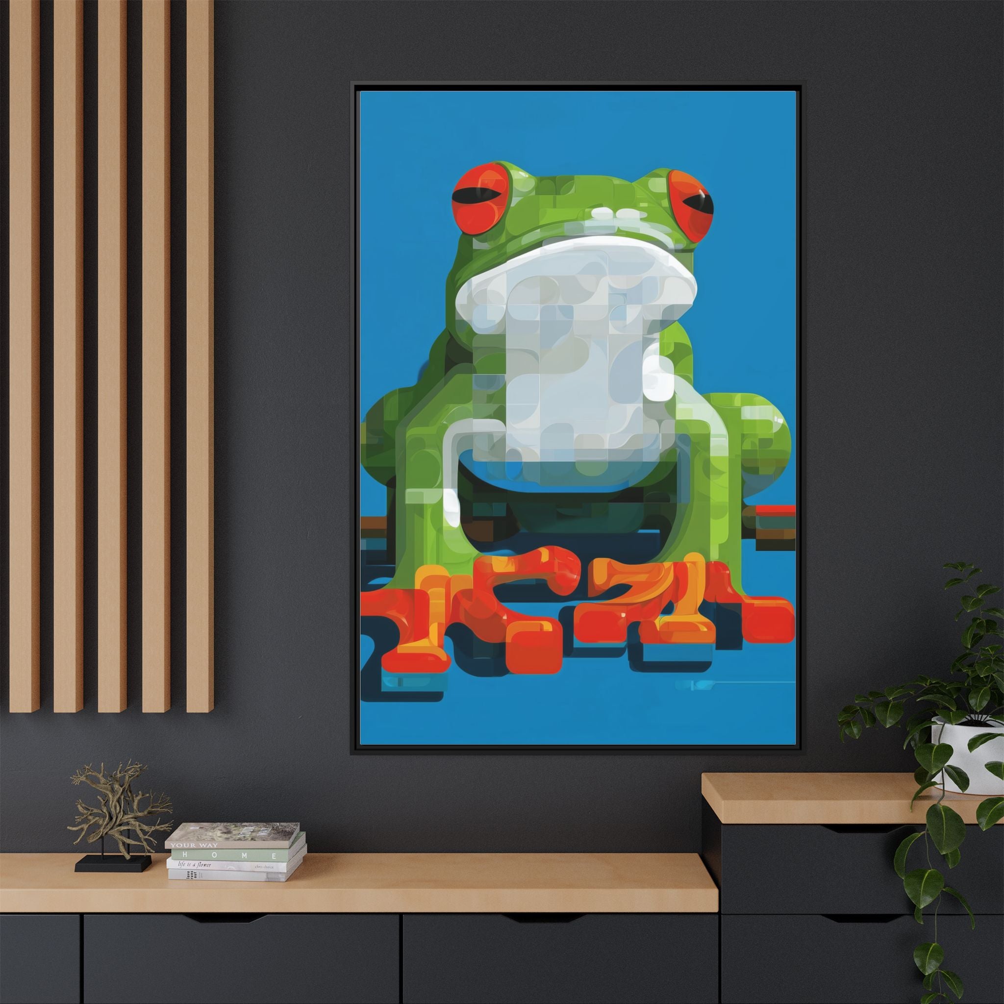 Mosaic Amphibian: Geometric Frog Portrait, Digital Pixel Art Illustration   |    Custom Orders Available