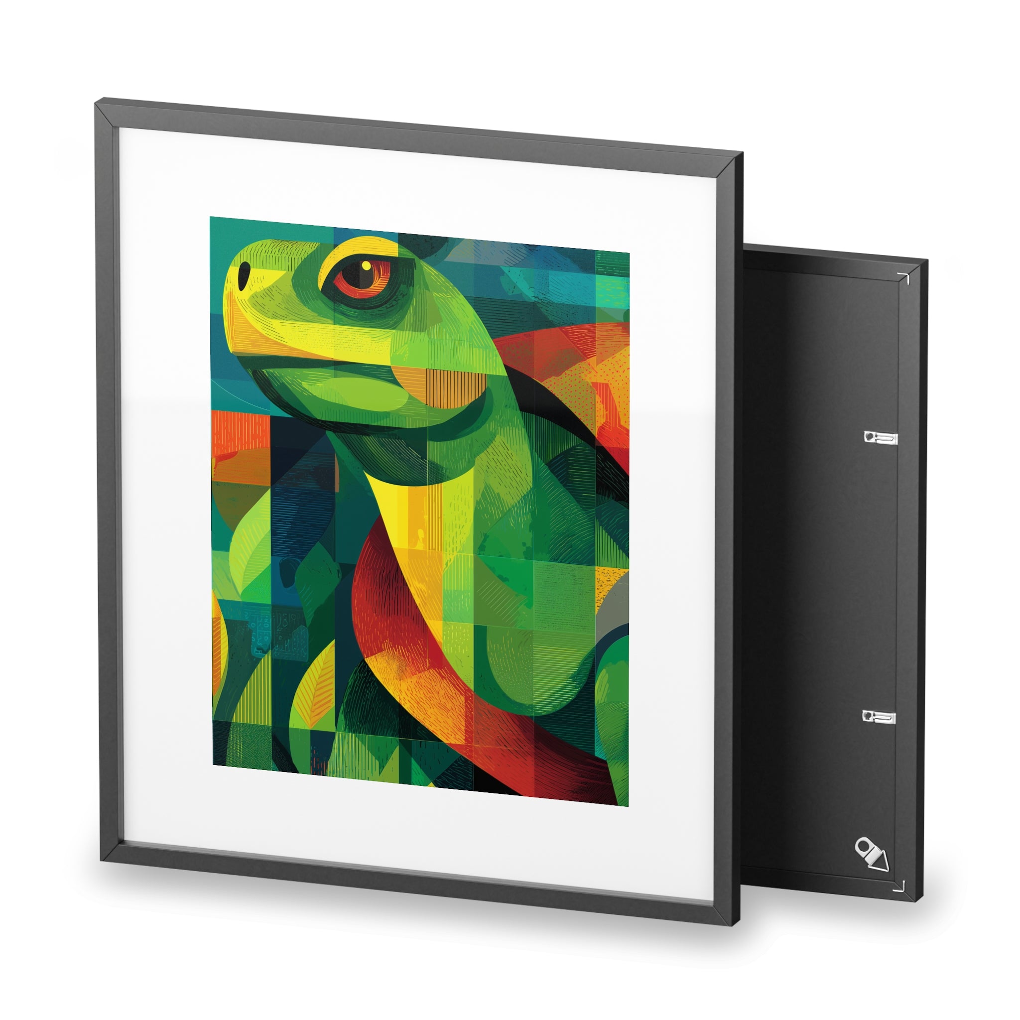 Vibrant Turtle Art Framed Poster, Colorful Decor, Nature-Inspired Home Decor, Unique Gift for Animal Lovers, Modern Art Print Amazon Jungle